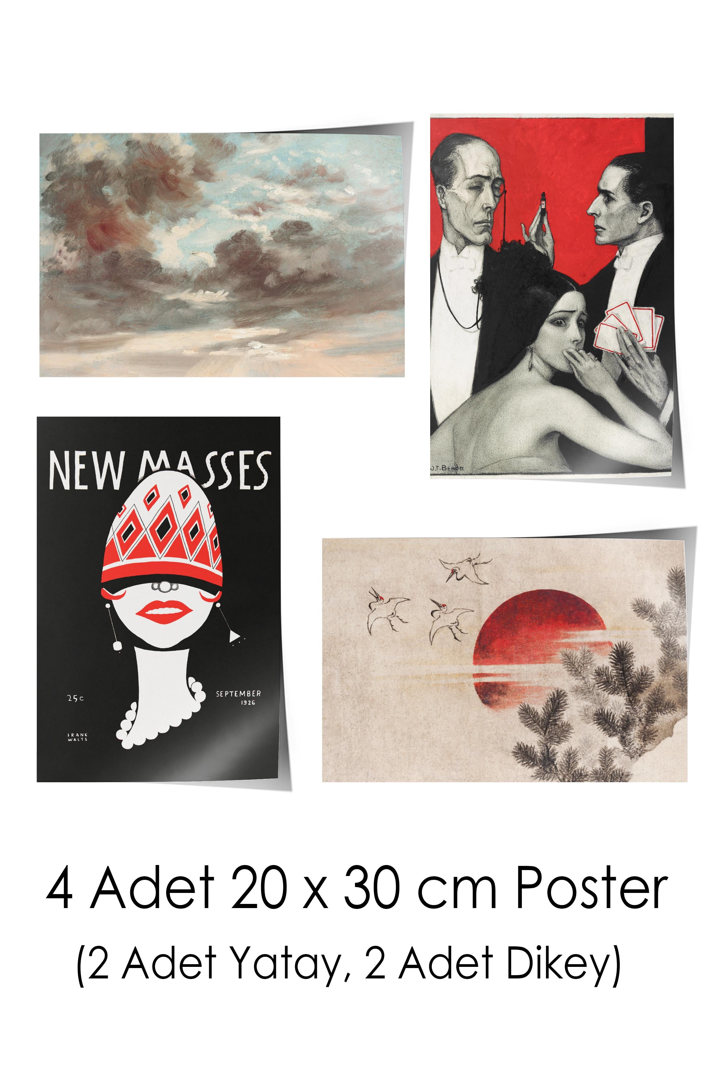 Vintage Duvar Poster Seti - 17 Adet Vintage Poster - Ev ve Ofis Duvar Tablosu - Çerçevesiz Poster