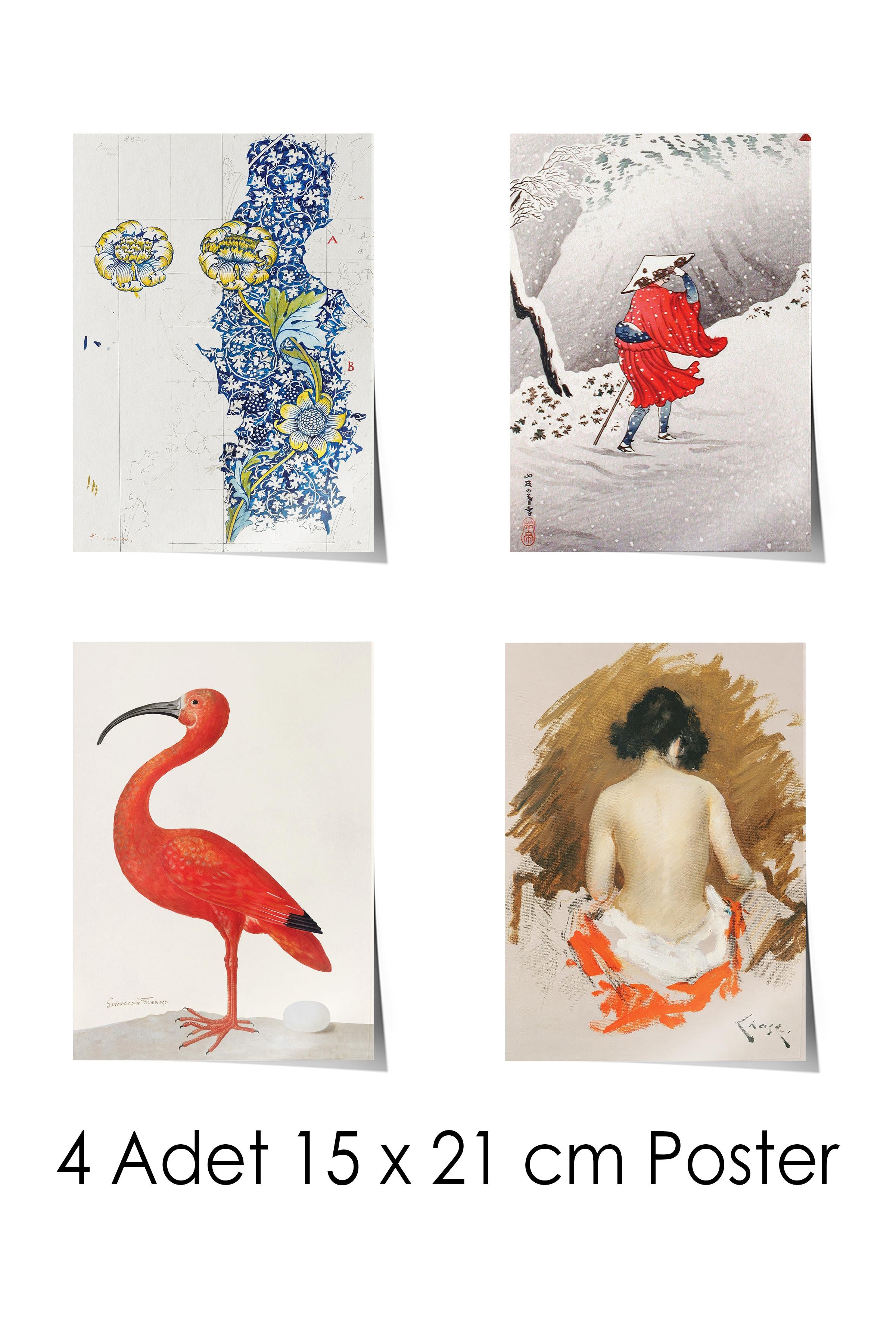 Vintage Duvar Poster Seti - 17 Adet Vintage Poster - Ev ve Ofis Duvar Tablosu - Çerçevesiz Poster