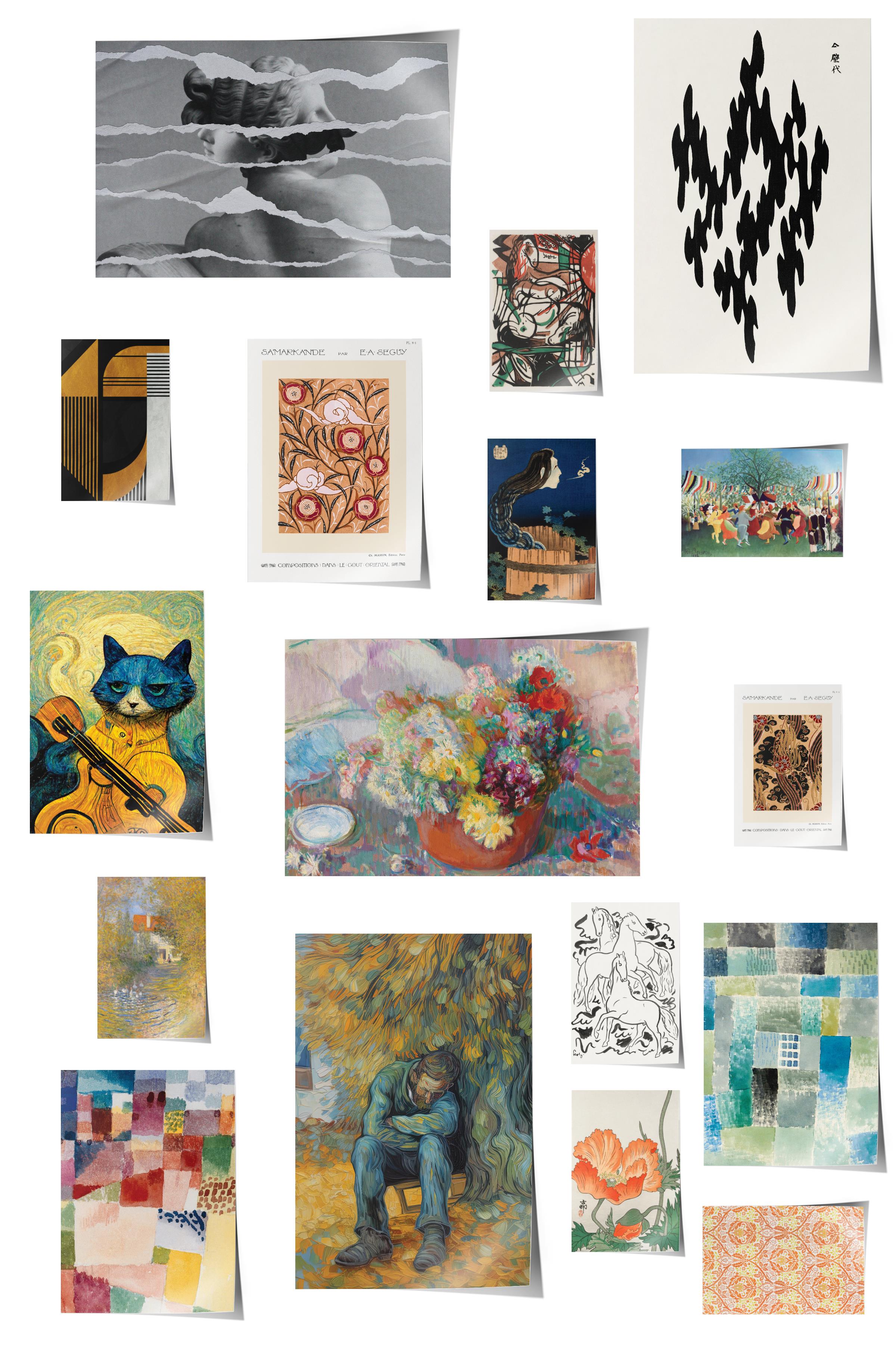 Vintage Duvar Poster Seti - 17 Adet Vintage Poster - Ev ve Ofis Duvar Tablosu - Çerçevesiz Poster