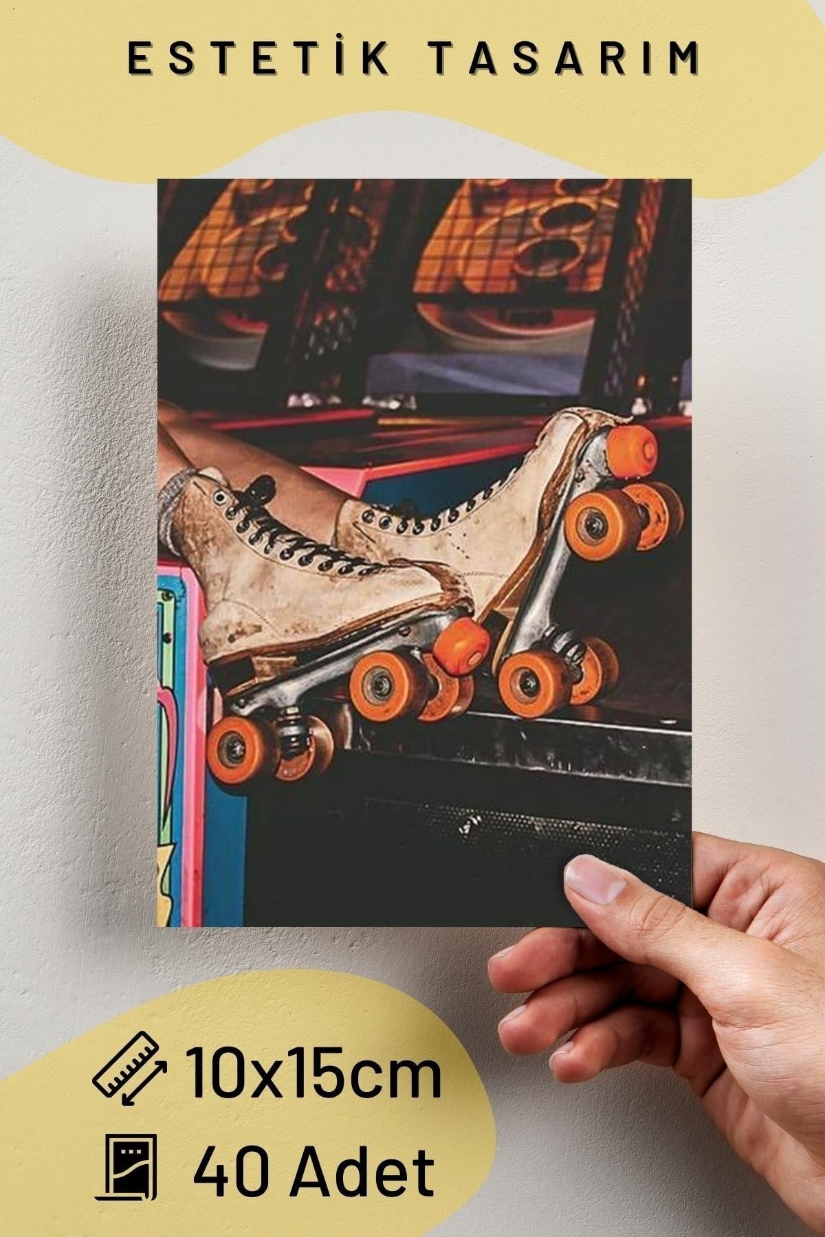 Vintage Duvar Posteri Kolaj Seti - 40 Adet - Arkası Yapışkanlı - Retro Poster Seti - 10cm*15cm