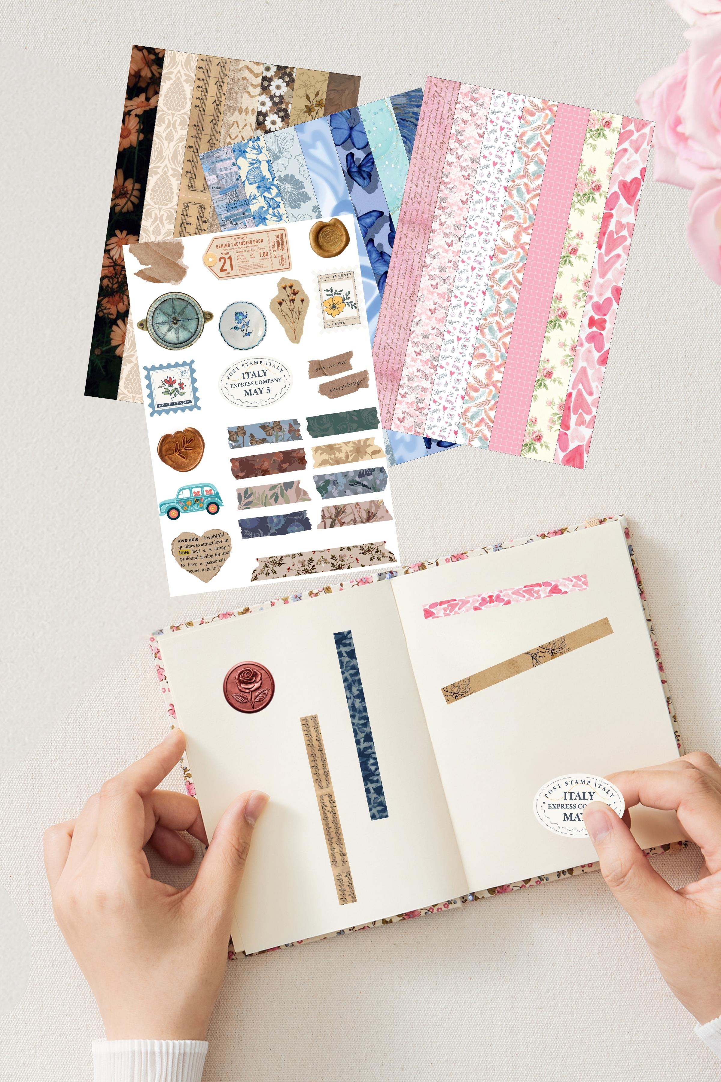 Vintage Etiket Seti, 120 Adet Büyük Boy Etiket, Sticker Book, Sticker Defteri, Bullet Journal, Günlük