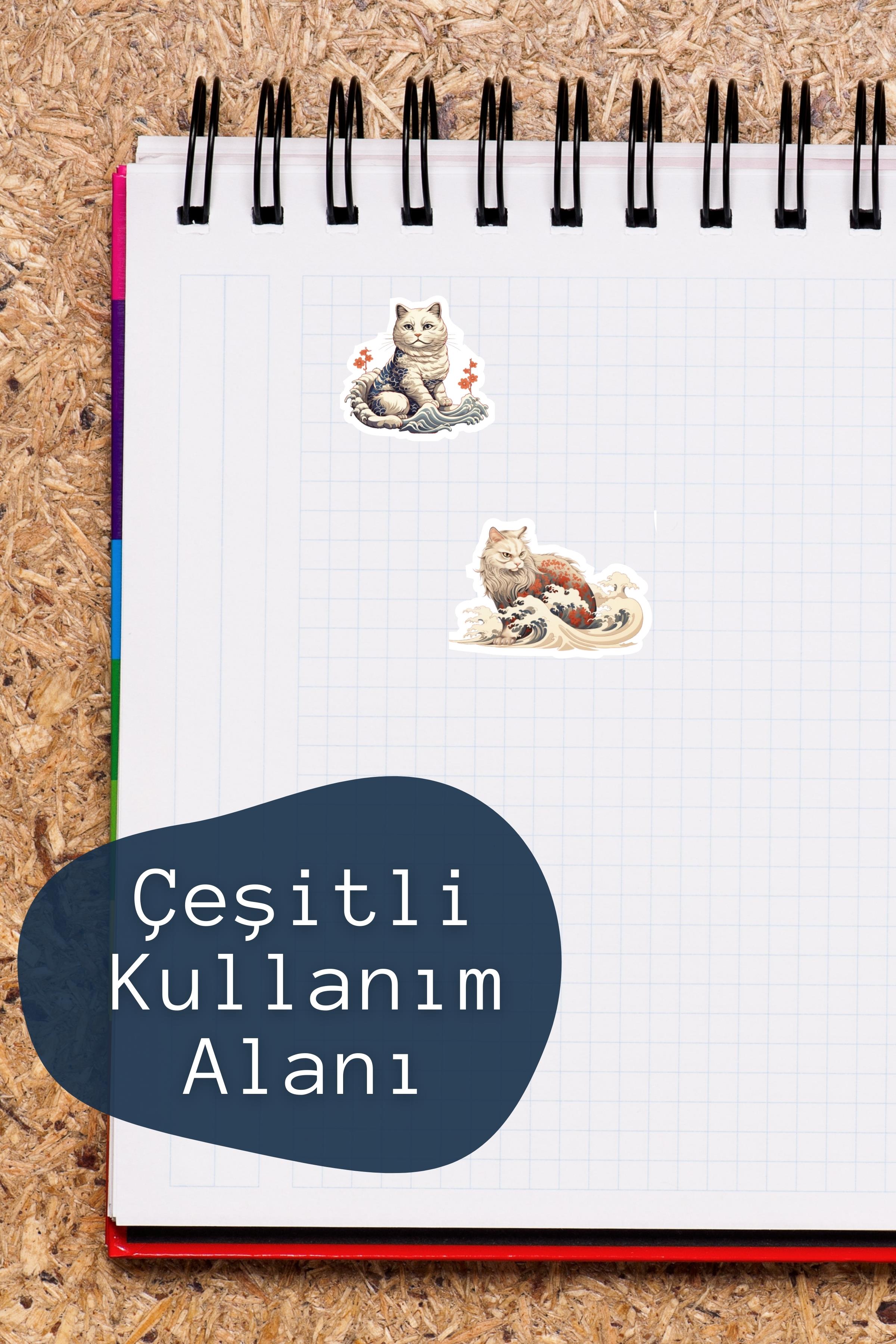 Vintage Kediler Etiket Seti, Büyük Boy, 12 Adet Su Geçirmez, Vintage Sticker, Laptop, Telefon, Valiz Uyumlu
