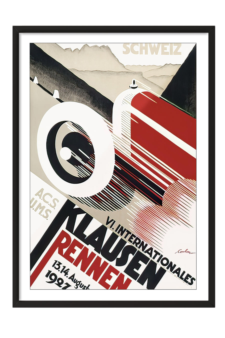 Klasik Yarış Otomobili Art Deco Afişi Comfort Serisi Poster – Siyah Çerçeveli Tablo