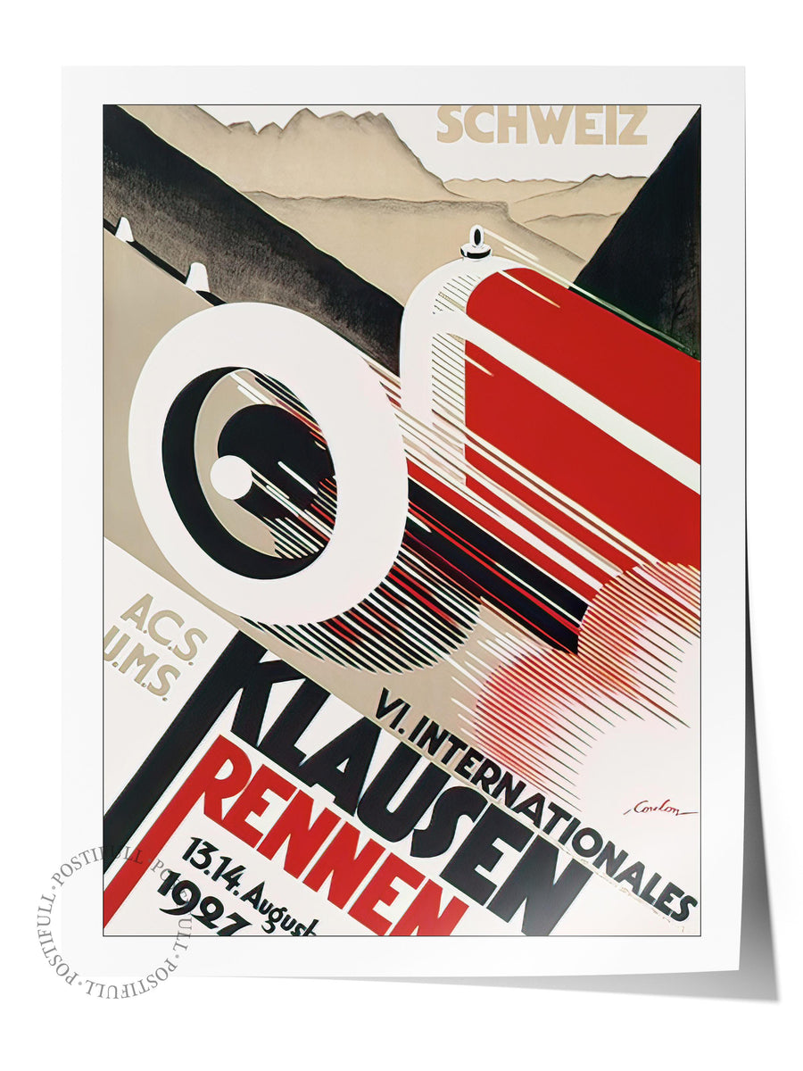 Vintage Racing Poster, Çerçevesiz Duvar Posteri, Dikey Duvar Tablosu Comfort Serisi NO:108390
