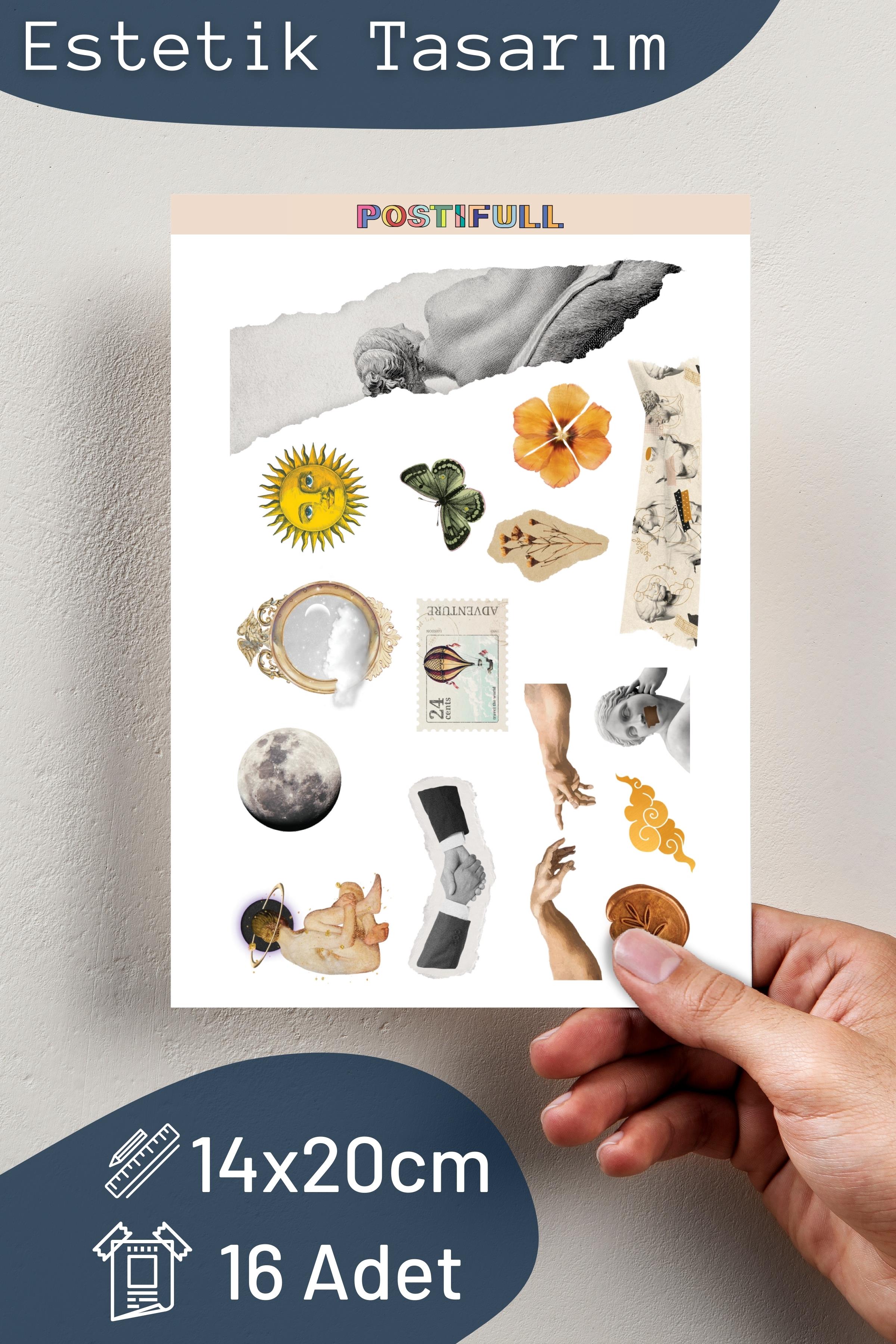 Vintage Retro Etiket Seti, Büyük Boy, 16 Adet Su Geçirmez, Sticker Seti, Laptop, Telefon, Valiz Uyumlu