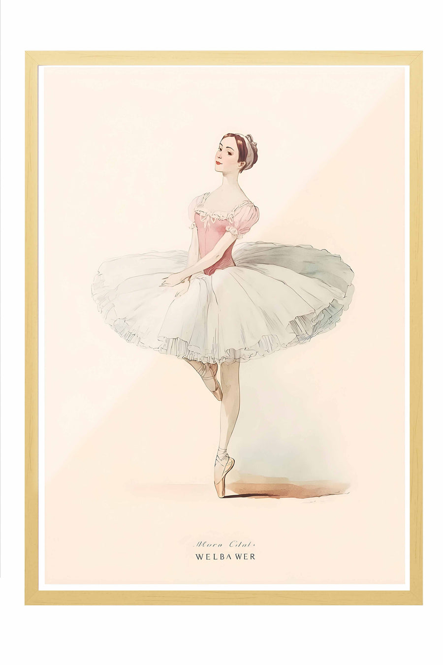 Balerin Vintage Poster – Bej Çerçeveli Tablo