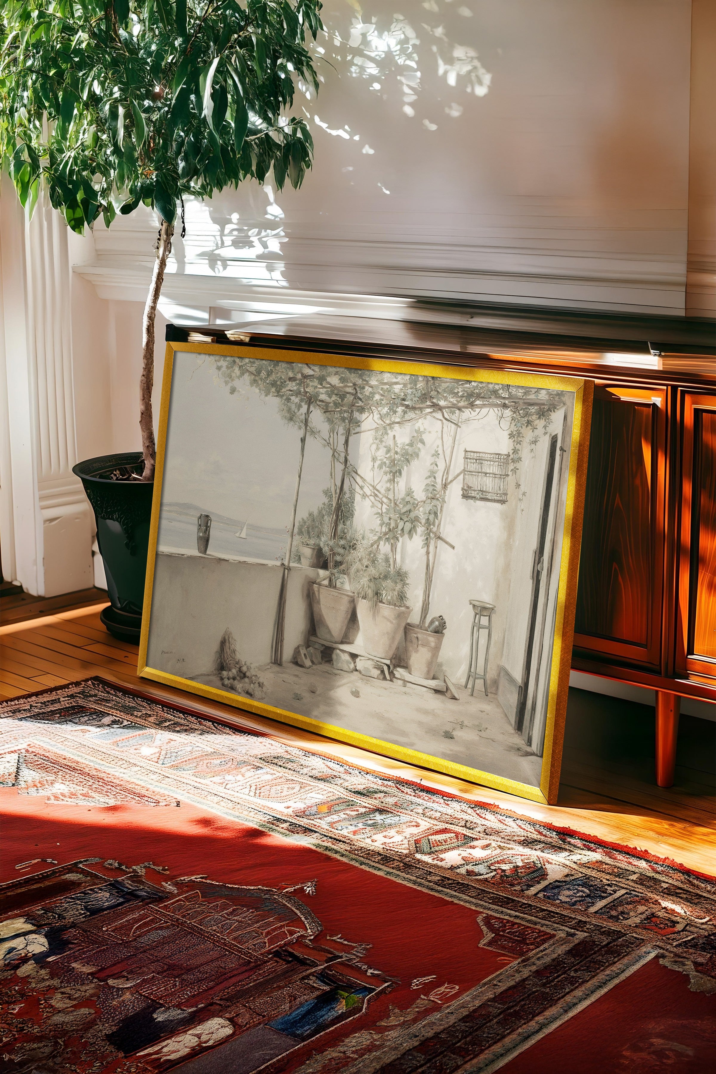 Vintage Tablo, Gold Çerçeveli Poster, Vintage Duvar Dekoru