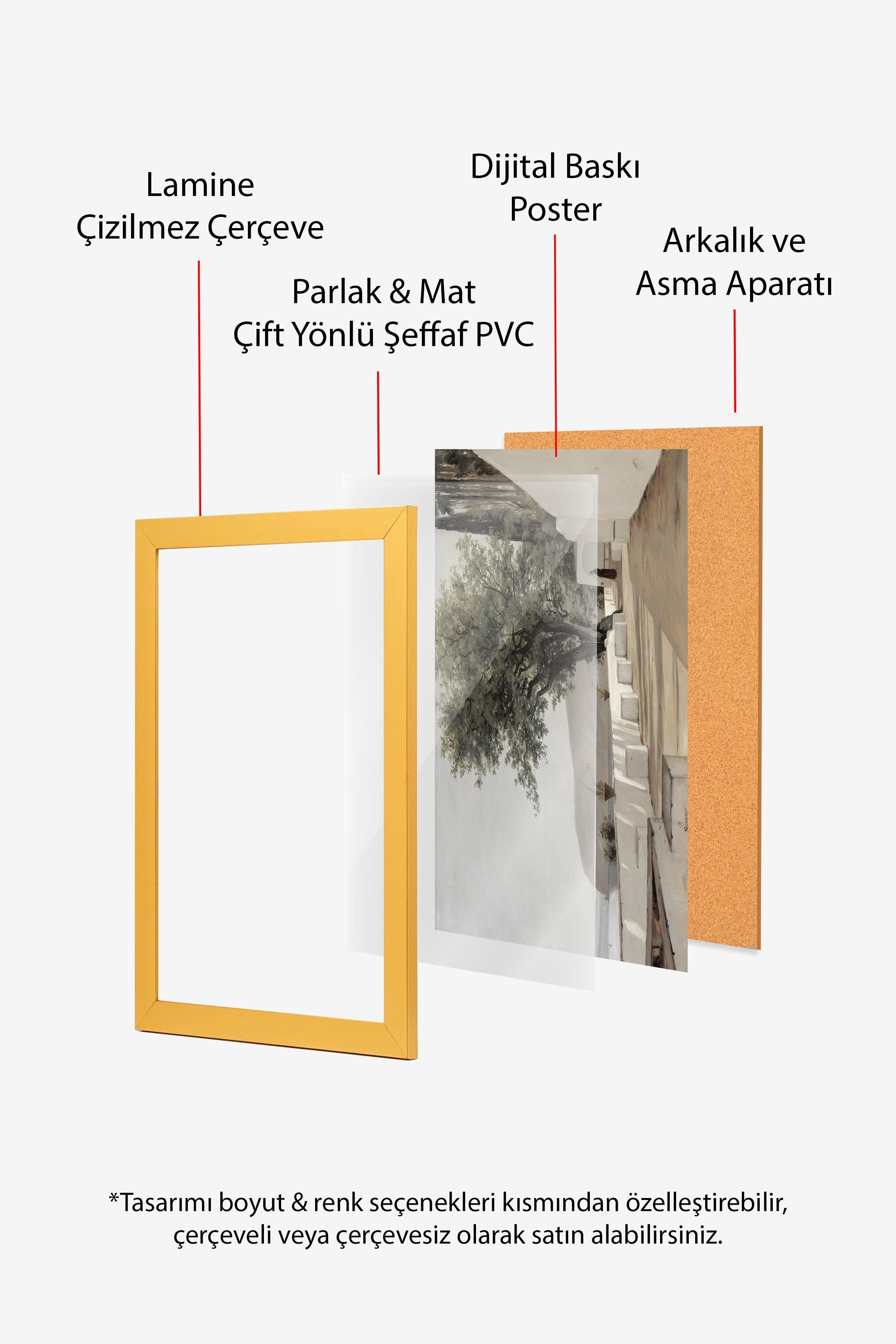 Vintage Tablo, Gold Çerçeveli Poster, Vintage Duvar Dekoru