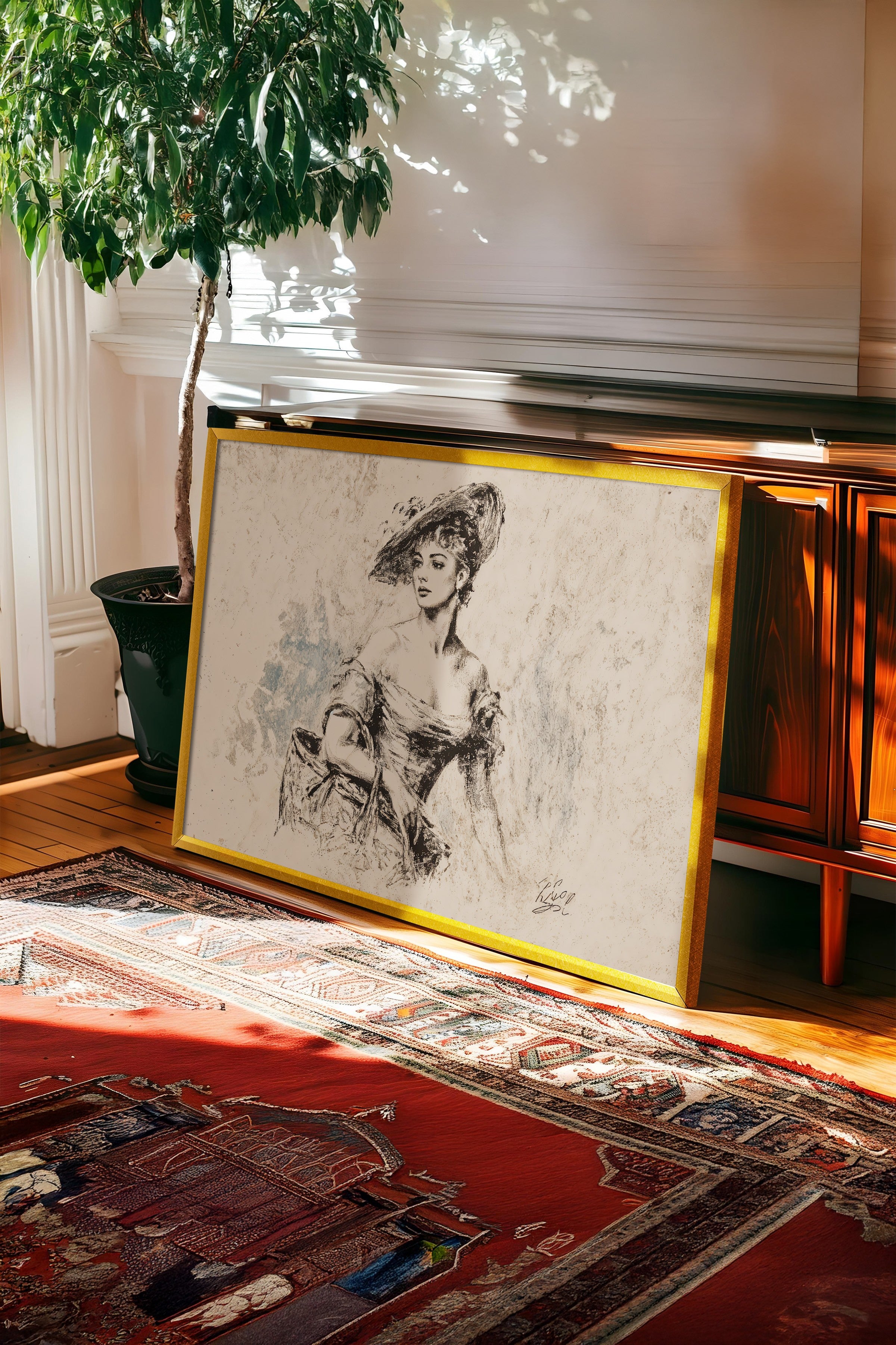 Vintage Tablo, Gold Çerçeveli Poster, Vintage Duvar Dekoru