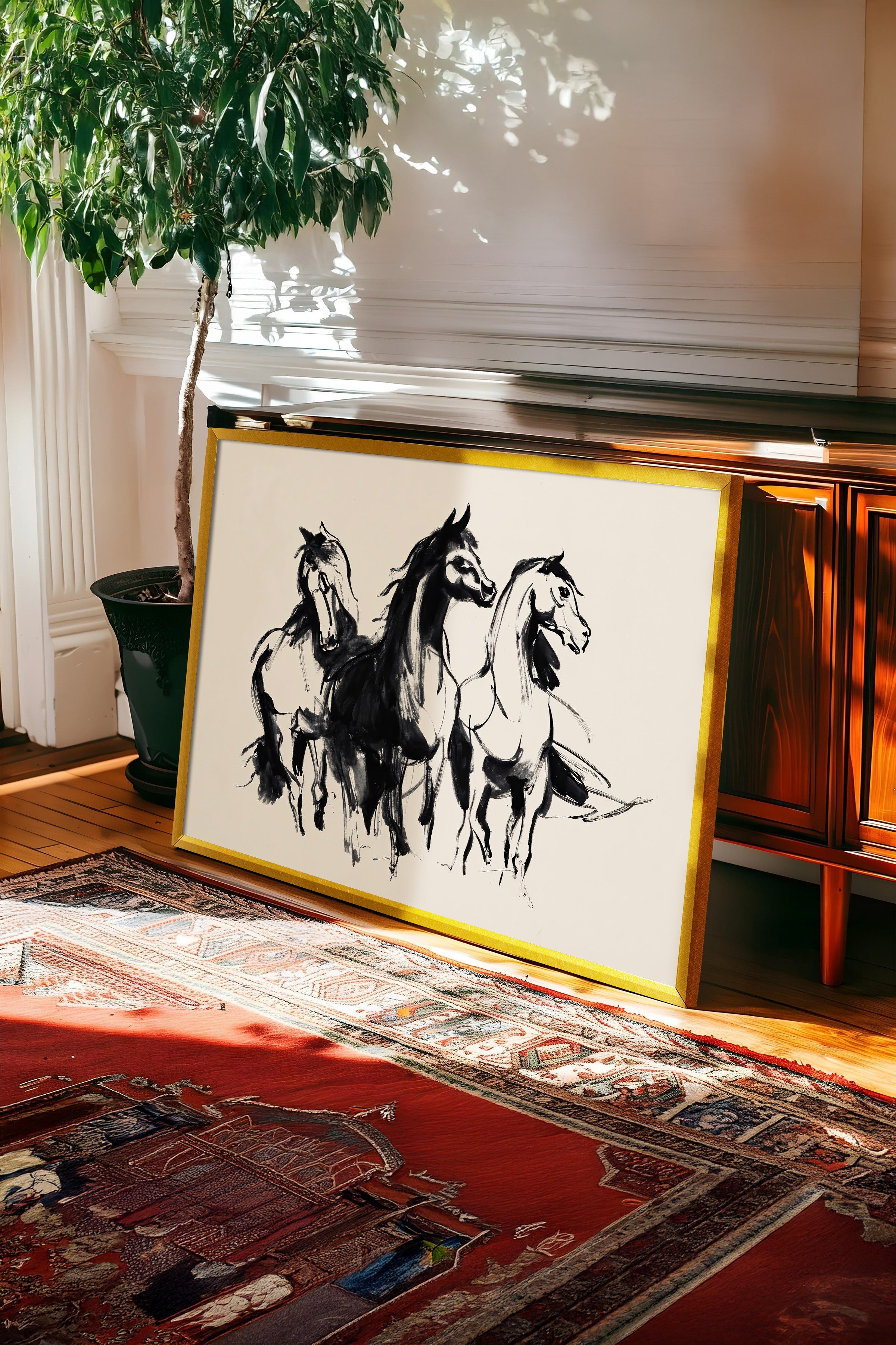 Vintage Tablo, Gold Çerçeveli Poster, Vintage Duvar Dekoru