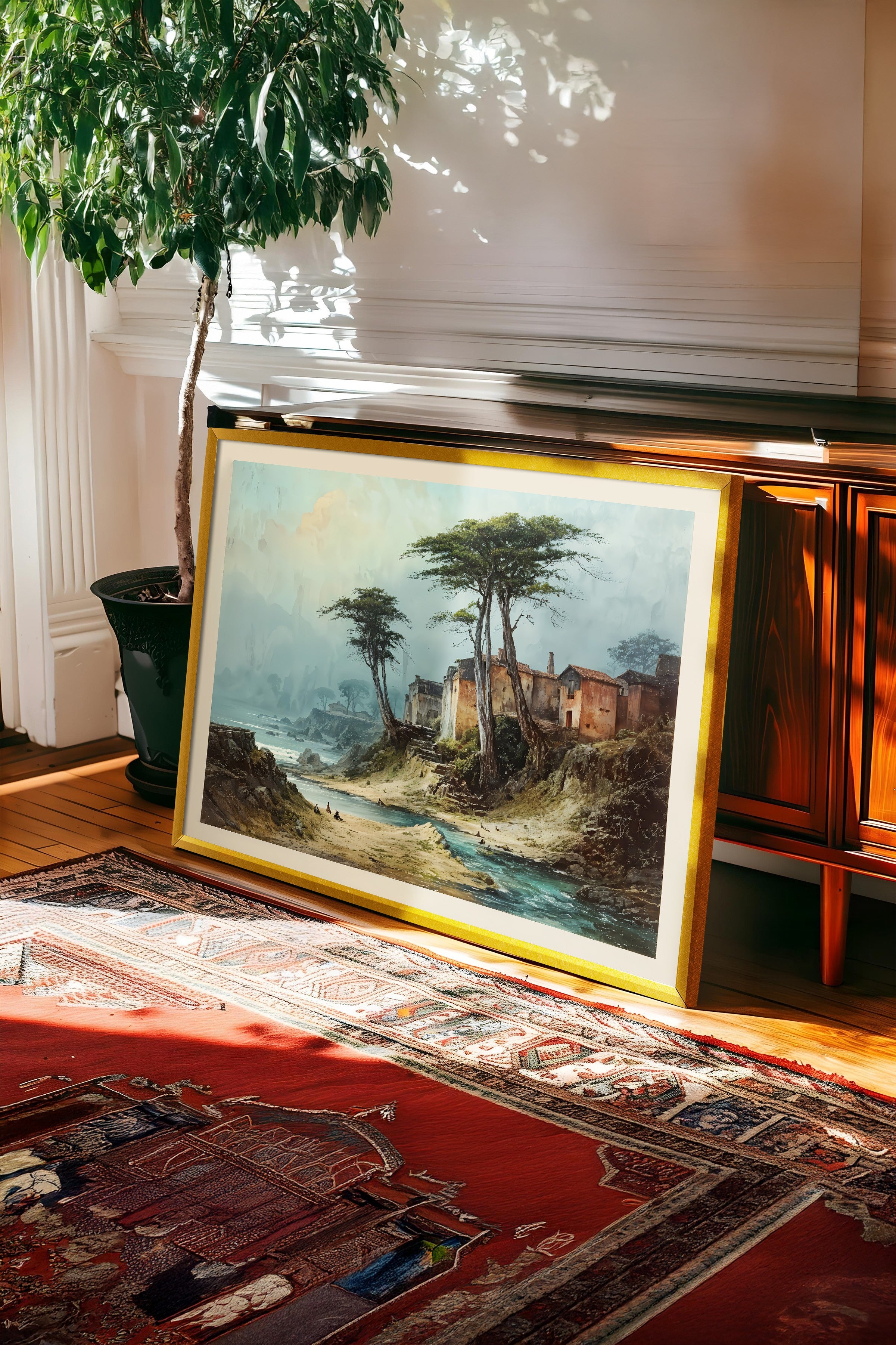 Vintage Tablo, Gold Çerçeveli Poster, Vintage Duvar Dekoru