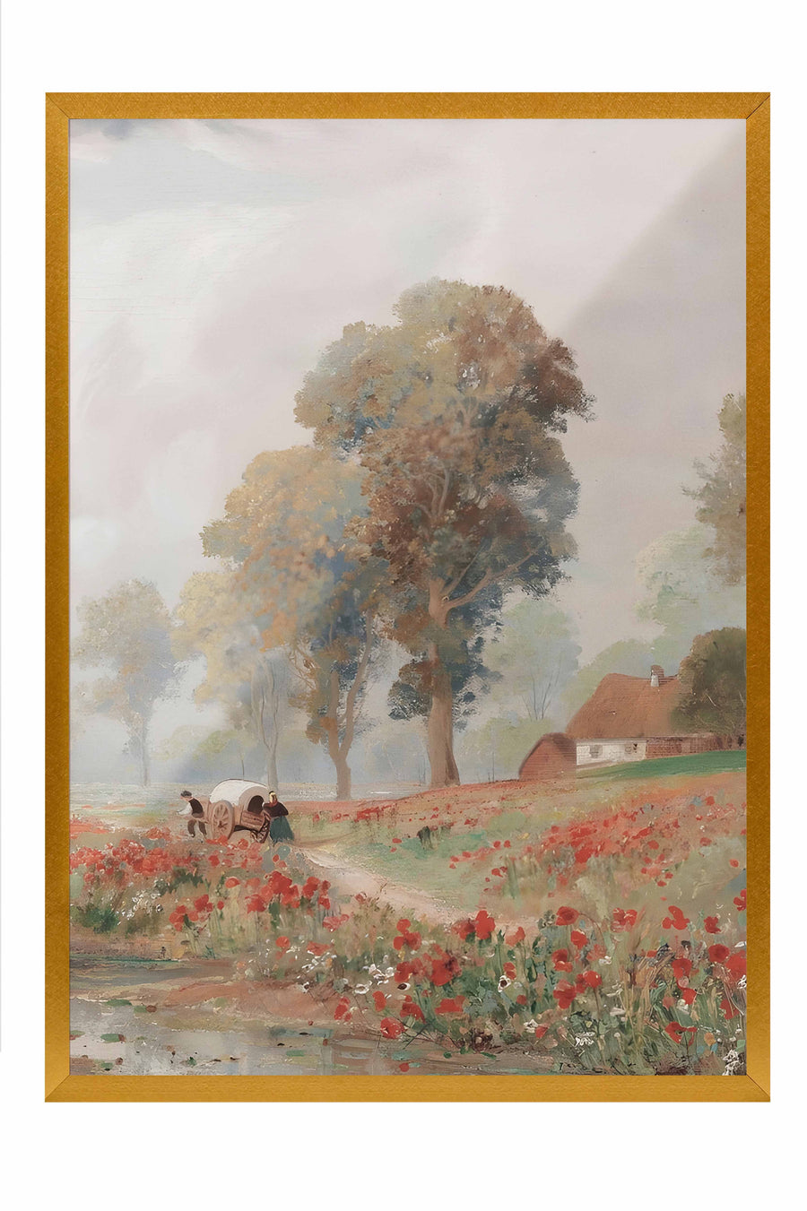 Kır Manzarası Vintage Poster – Gold Çerçeveli Tablo