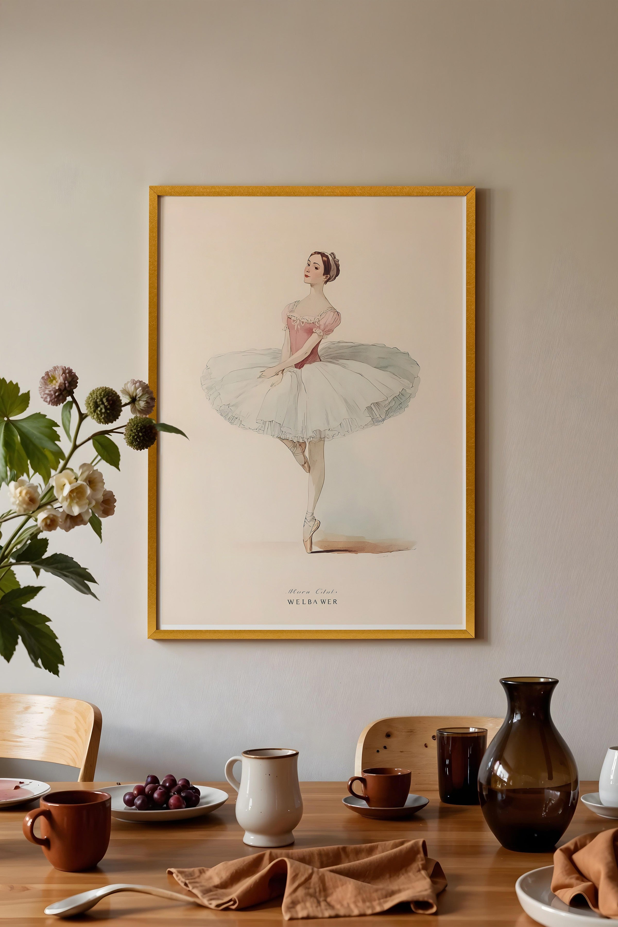 Vintage Tablo, Gold Çerçeveli Poster, Vintage Duvar Dekoru