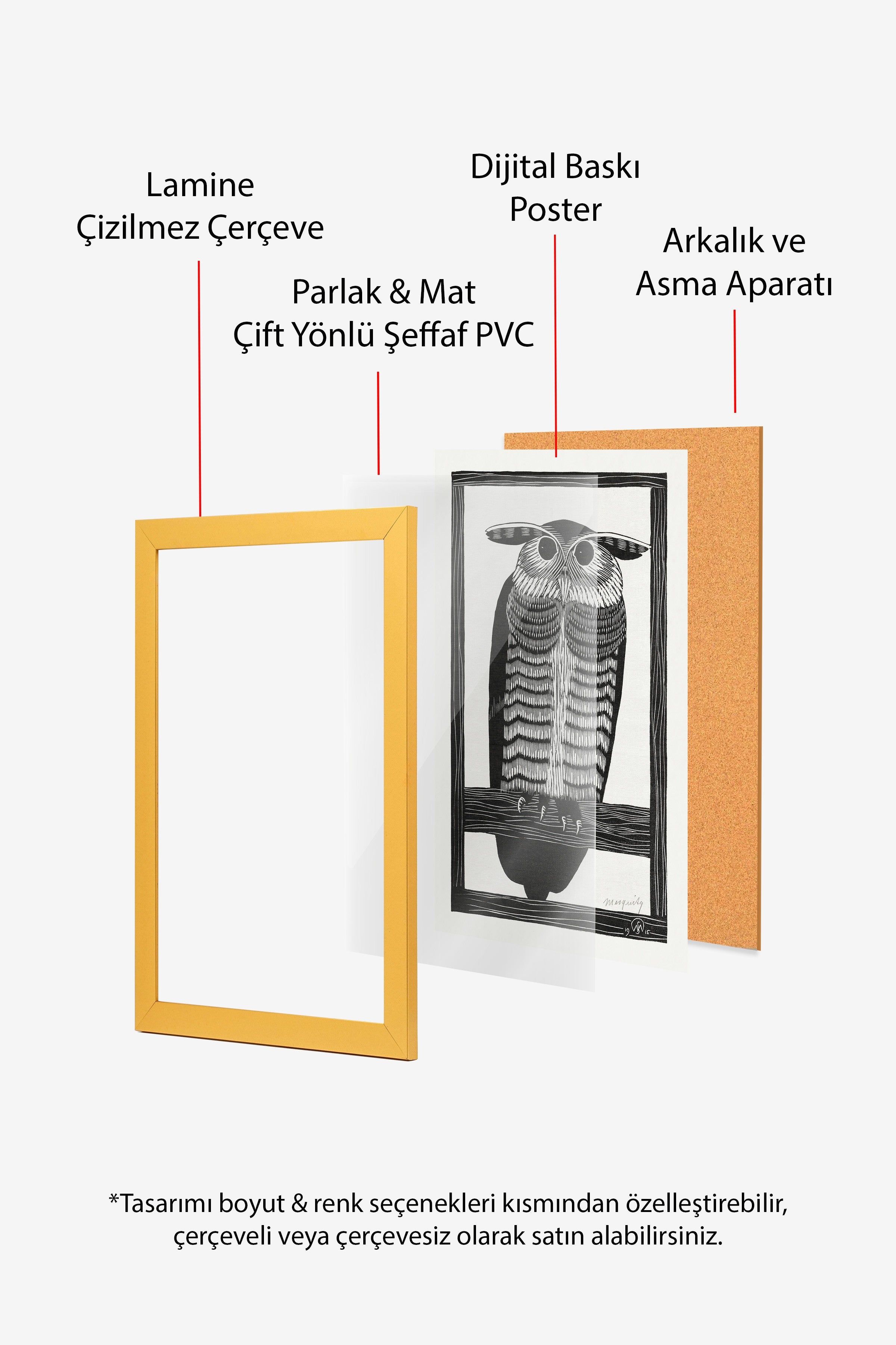 Vintage Tablo, Gold Çerçeveli Poster, Vintage Duvar Dekoru