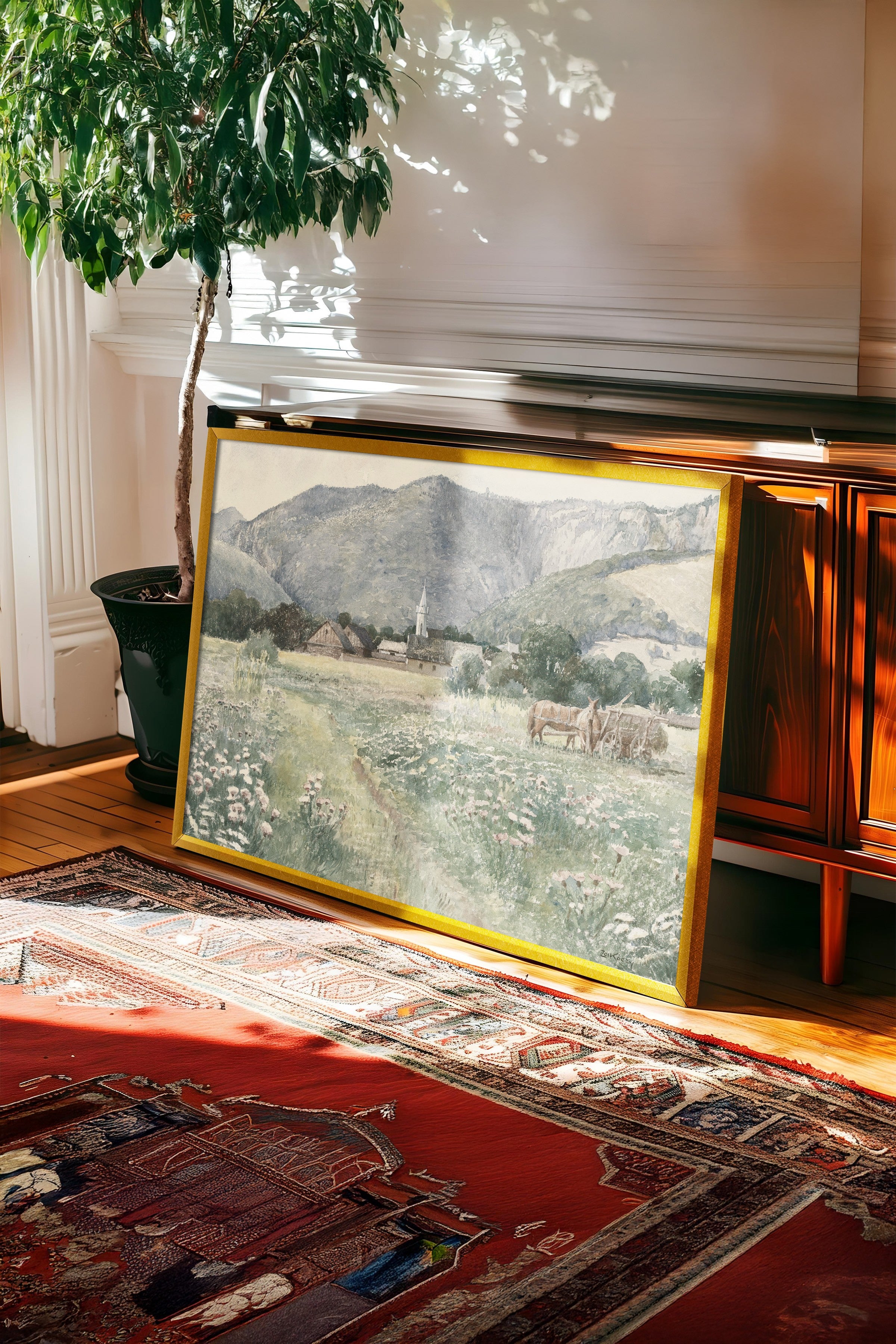 Vintage Tablo, Gold Çerçeveli Poster, Vintage Duvar Dekoru