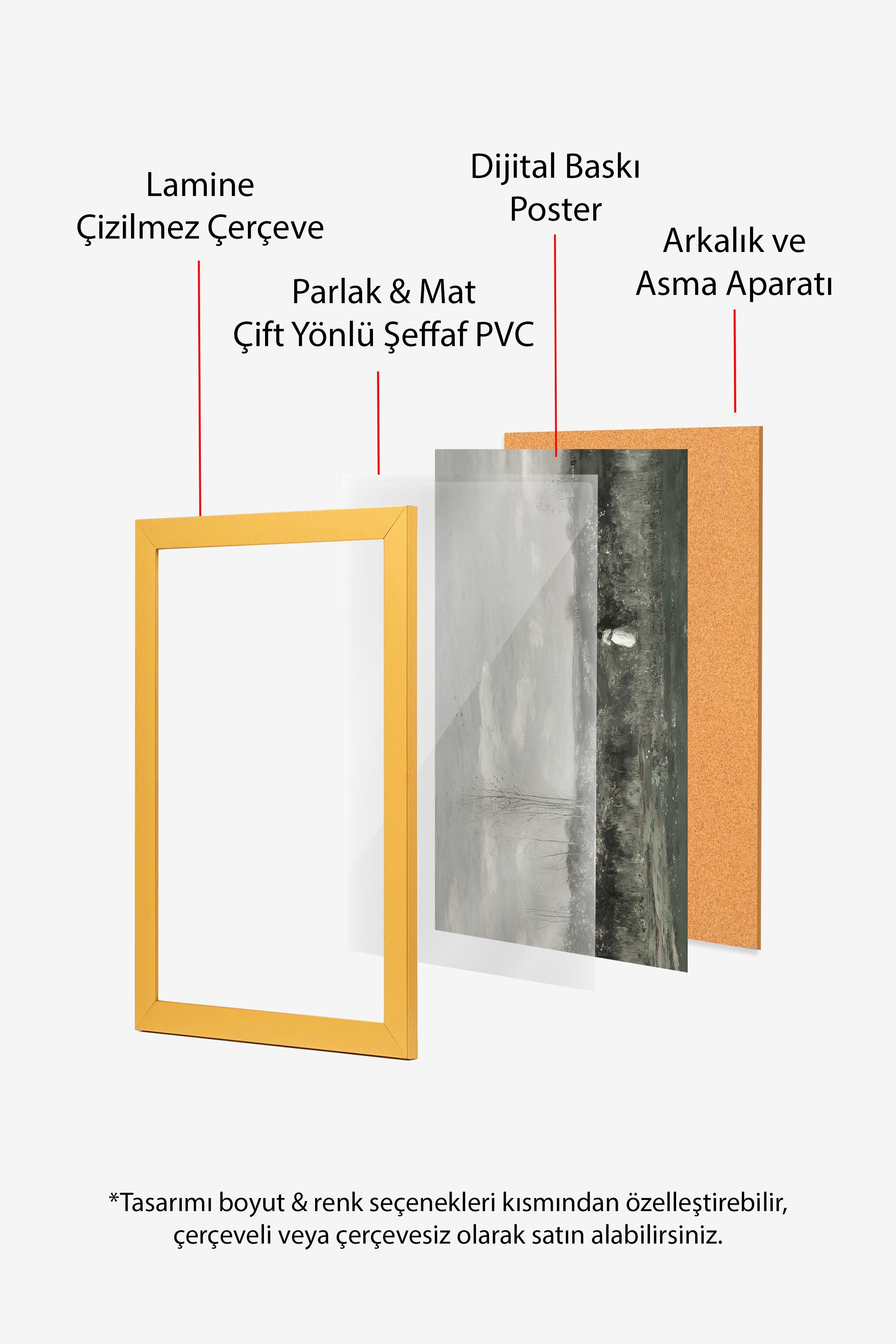 Vintage Tablo, Gold Çerçeveli Poster, Vintage Duvar Dekoru