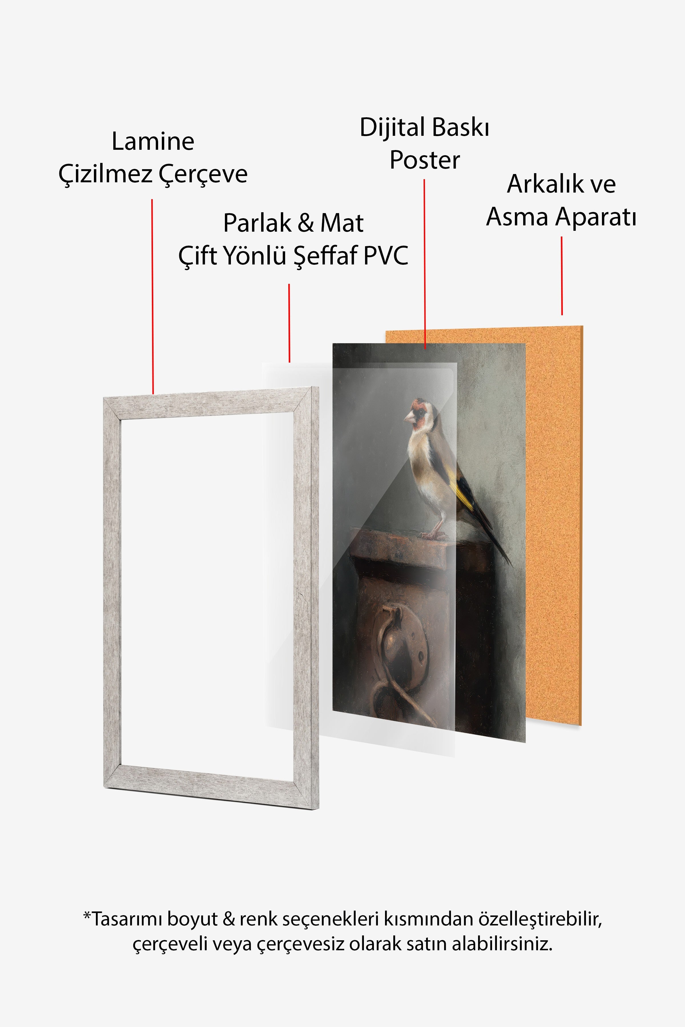 Vintage Tablo, Gümüş Çerçeveli Poster, Vintage Duvar Dekoru