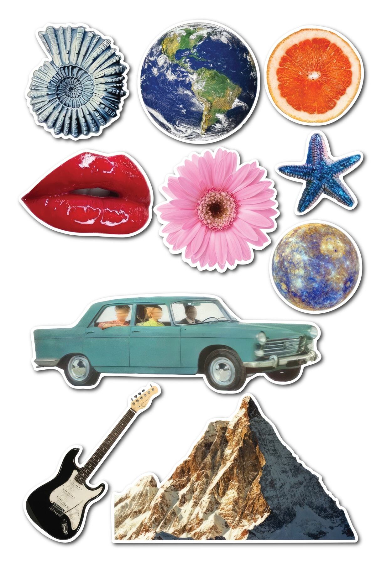 Vintage Temalı Sticker Seti - 9 Adet Etiket Seti- Telefon, Tablet, Defter Laptop Uyumlu Etiket