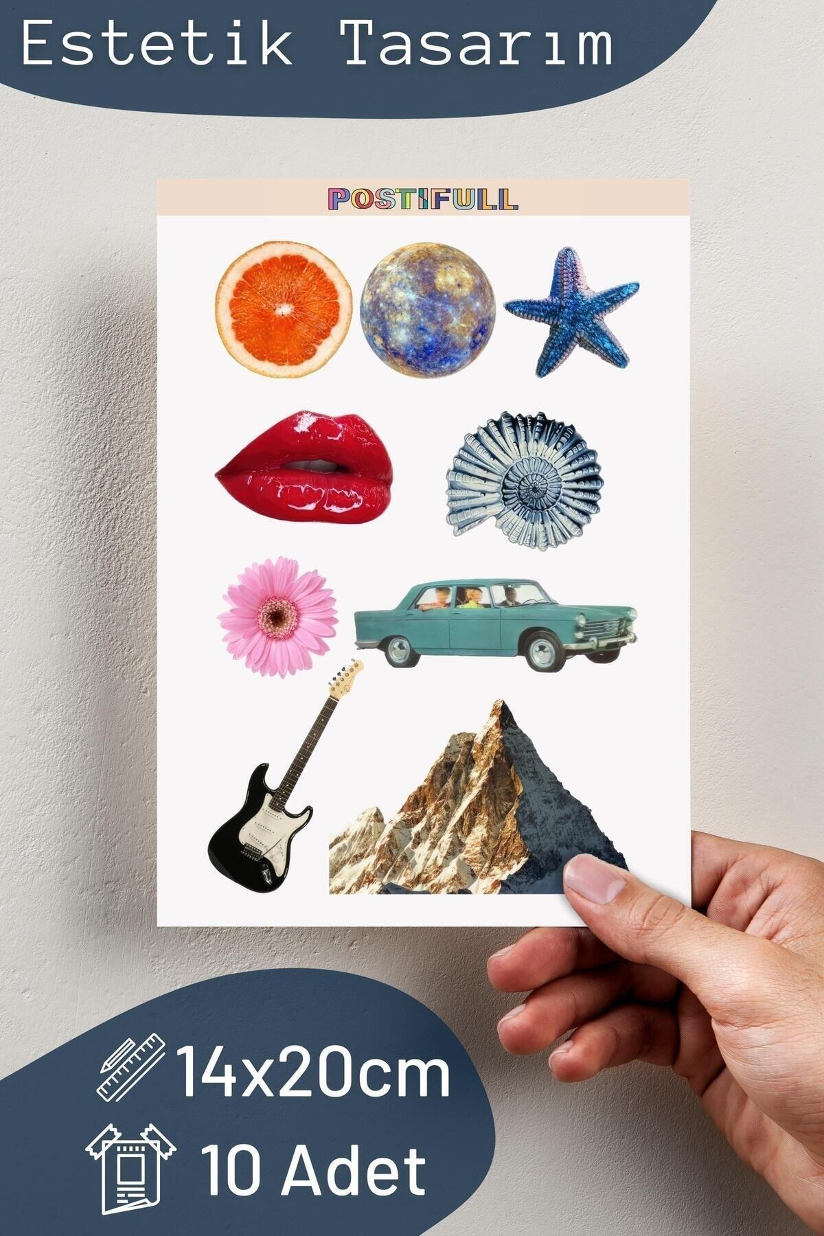 Vintage Temalı Sticker Seti - 9 Adet Etiket Seti- Telefon, Tablet, Defter Laptop Uyumlu Etiket