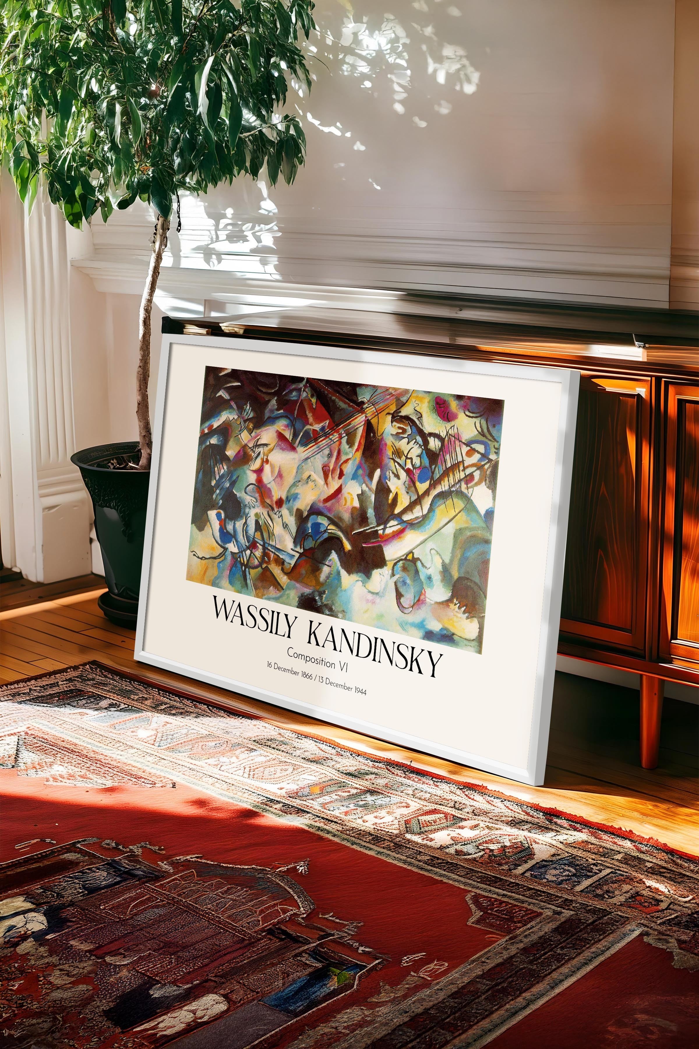 Wassily Kandinsky - Composition VI, Beyaz Çerçeveli Tablo, Sanat Serisi NO:112438
