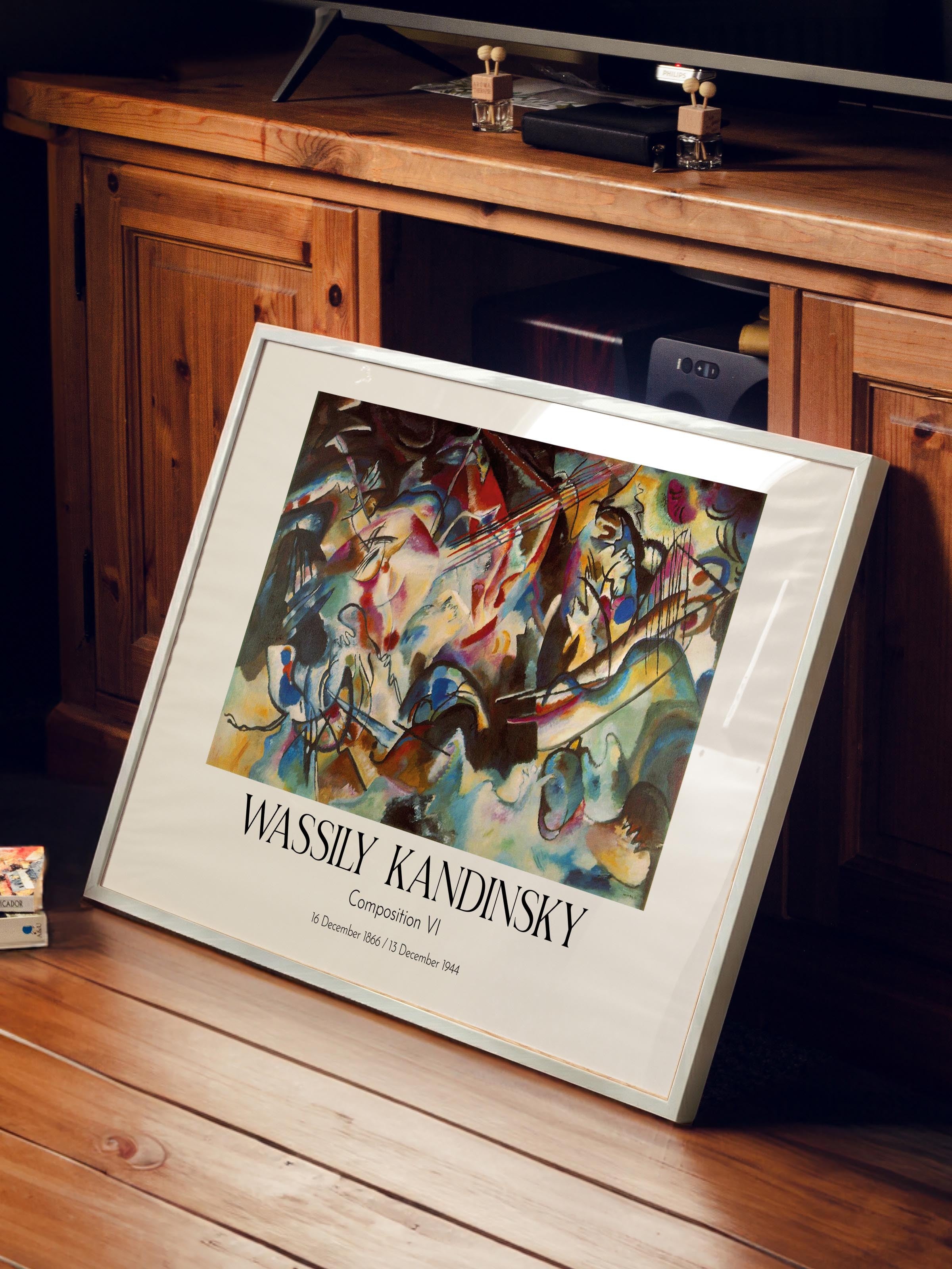 Wassily Kandinsky - Composition VI, Beyaz Çerçeveli Tablo, Sanat Serisi NO:112438
