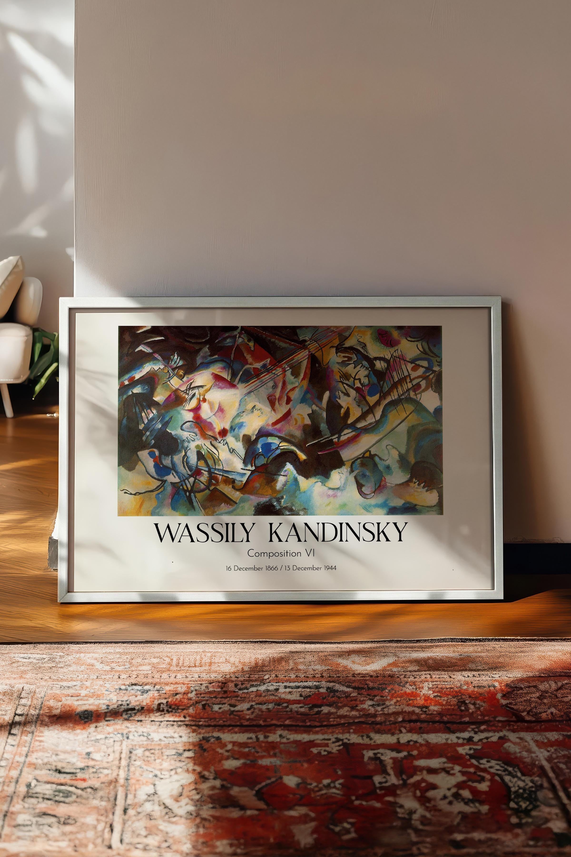 Wassily Kandinsky - Composition VI, Beyaz Çerçeveli Tablo, Sanat Serisi NO:112438