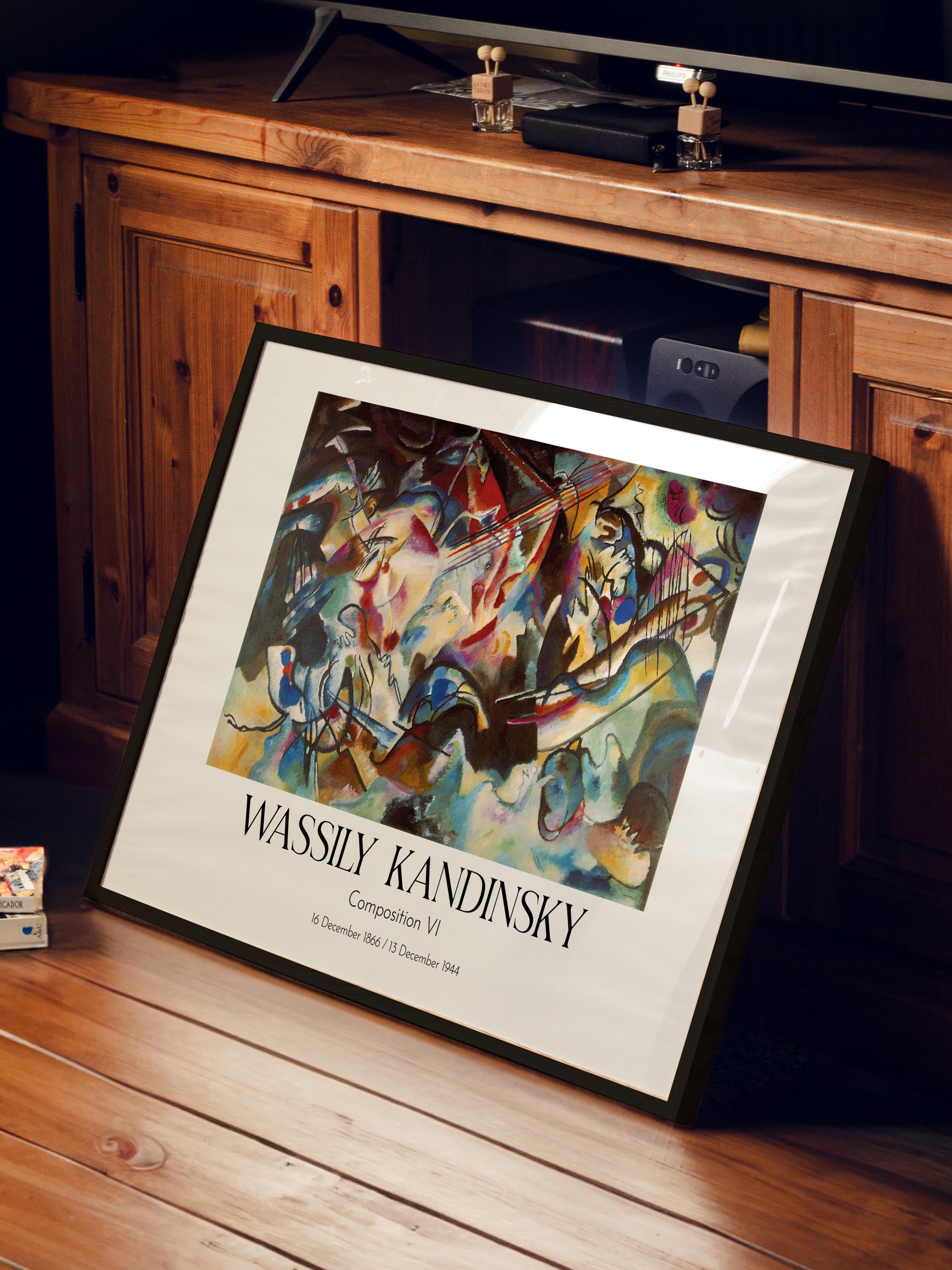Wassily Kandinsky - Composition VI, Siyah Çerçeveli Tablo, Sanat Serisi NO:112438