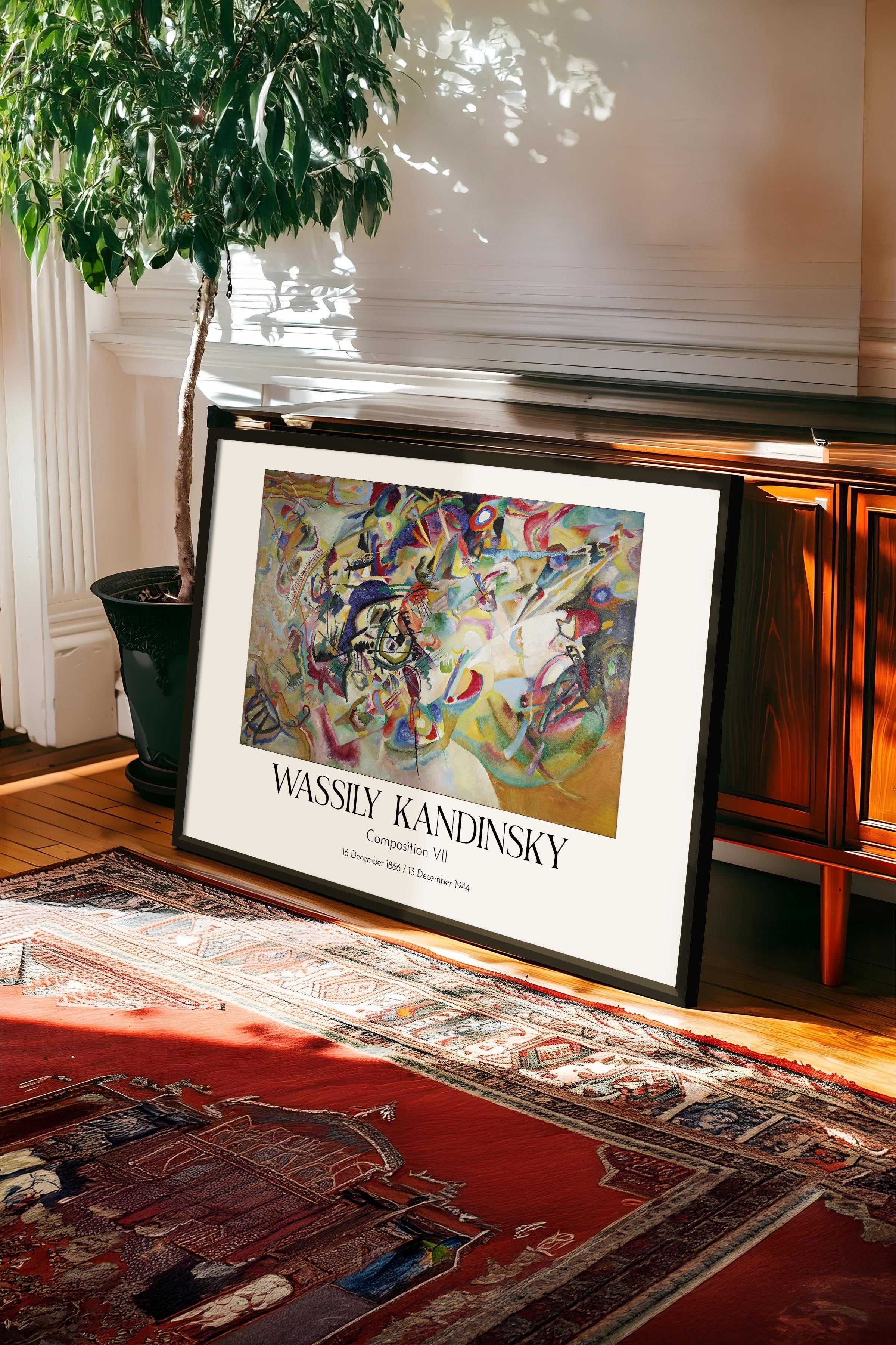 Wassily Kandinsky - Composition VII, Siyah Çerçeveli Tablo, Sanat Serisi NO:112439
