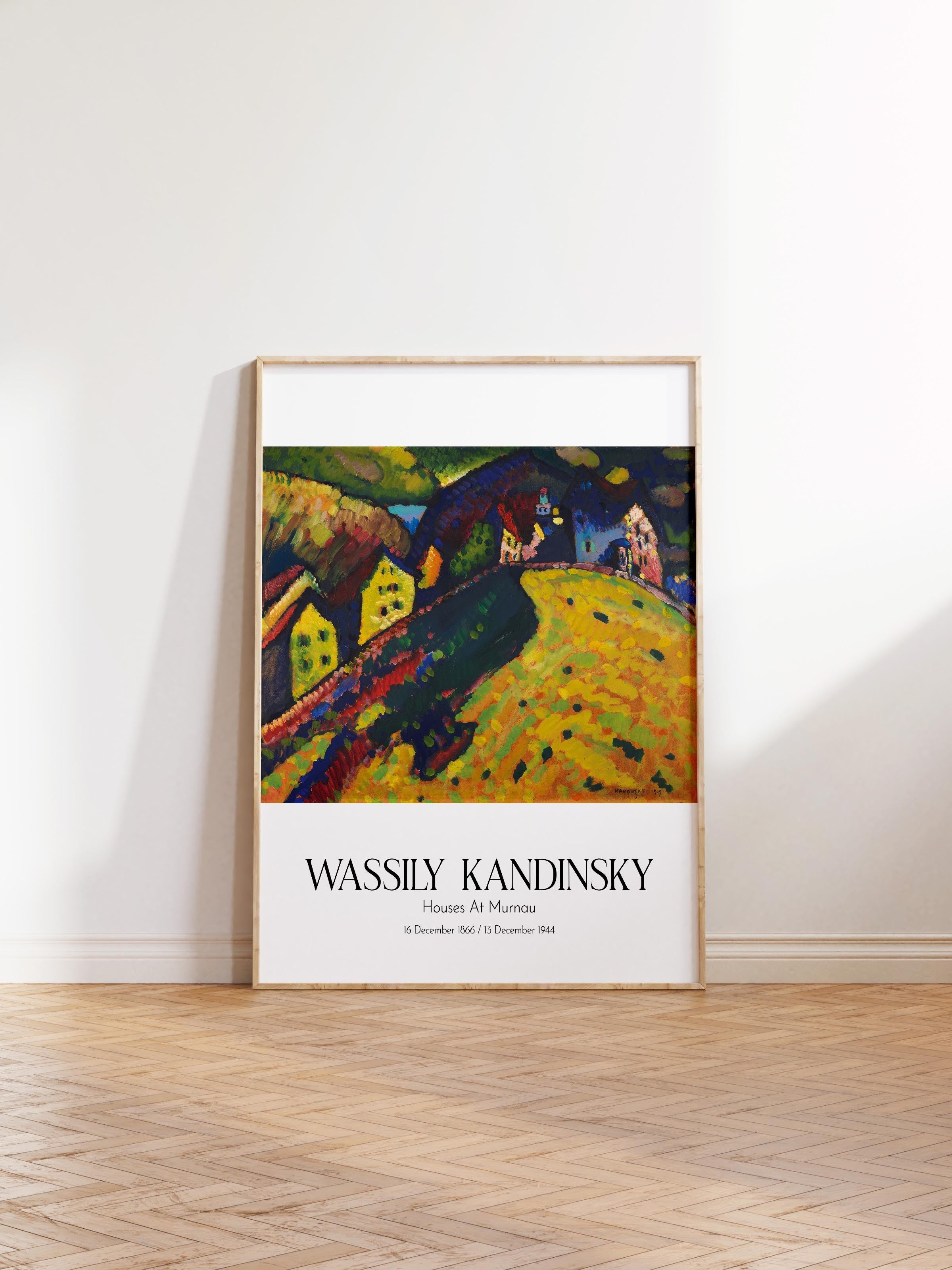 Wassily Kandinsky - Houses At Murnau, Ahşap Çerçeveli Tablo, Sanat Serisi NO:112429