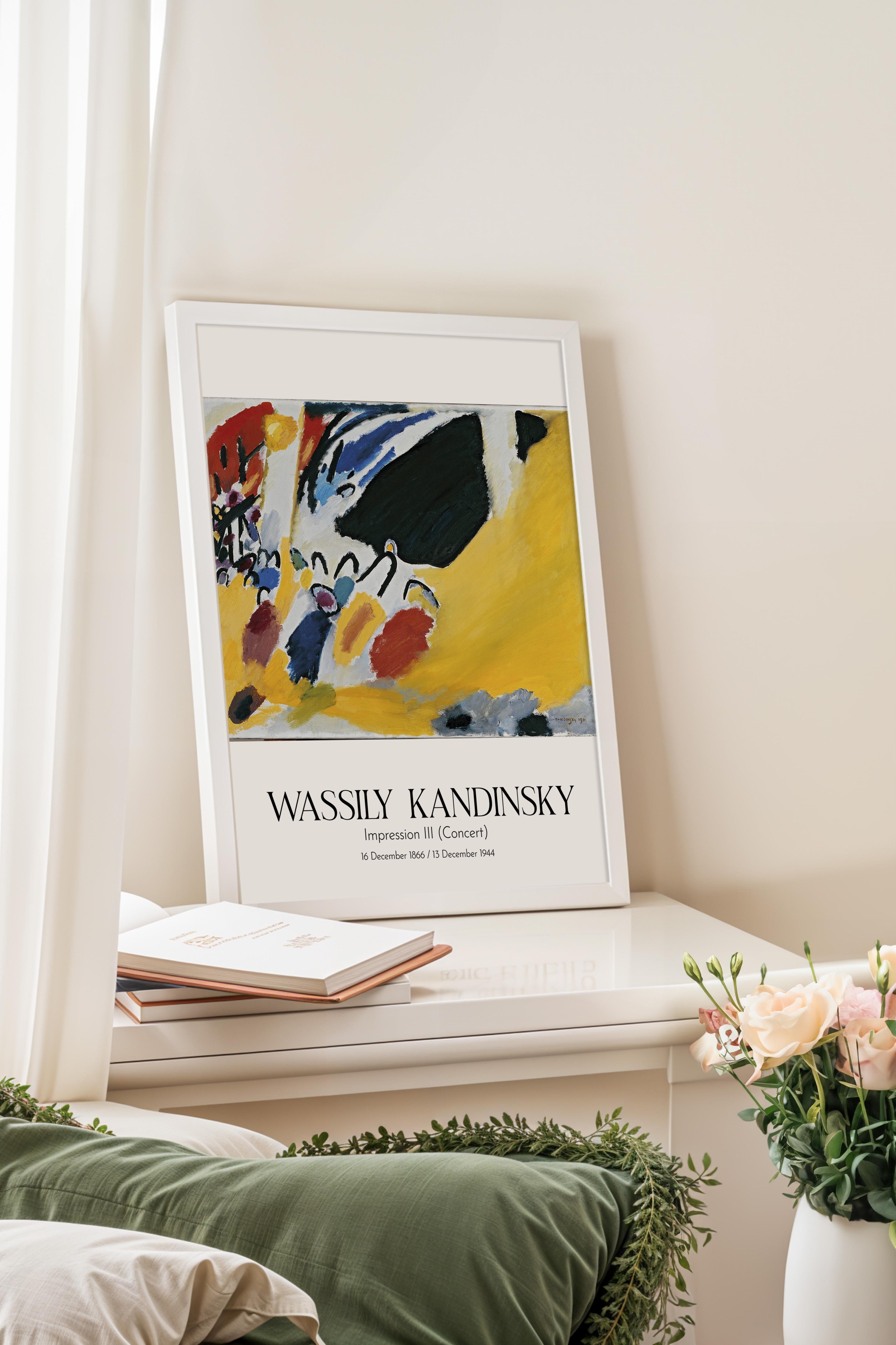 Wassily Kandinsky - Impression III (Concert), Beyaz Çerçeveli Tablo, Sanat Serisi NO:112430