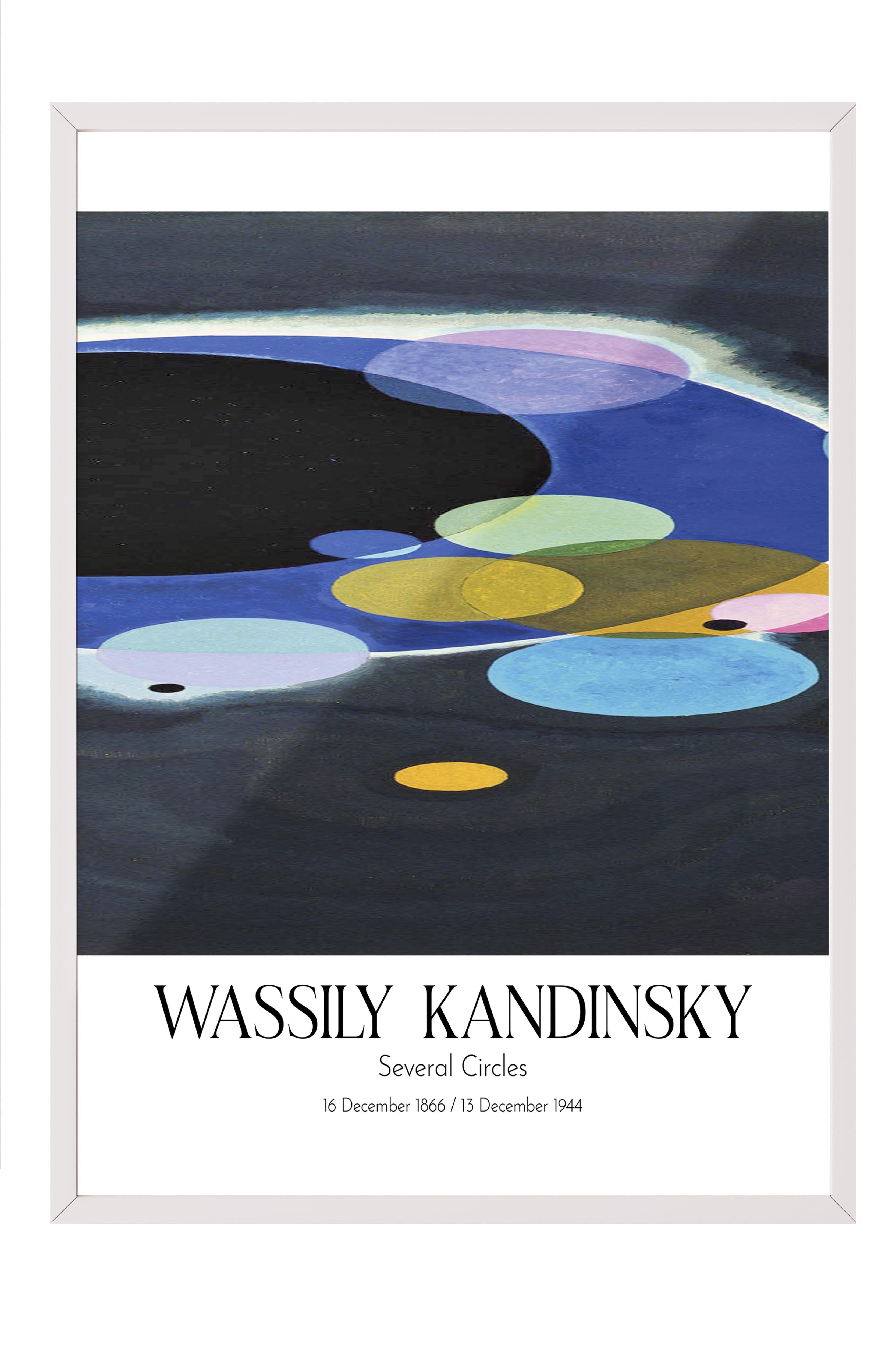 Wassily Kandinsky - Several Circles, Beyaz Çerçeveli Tablo, Sanat Serisi NO:112433