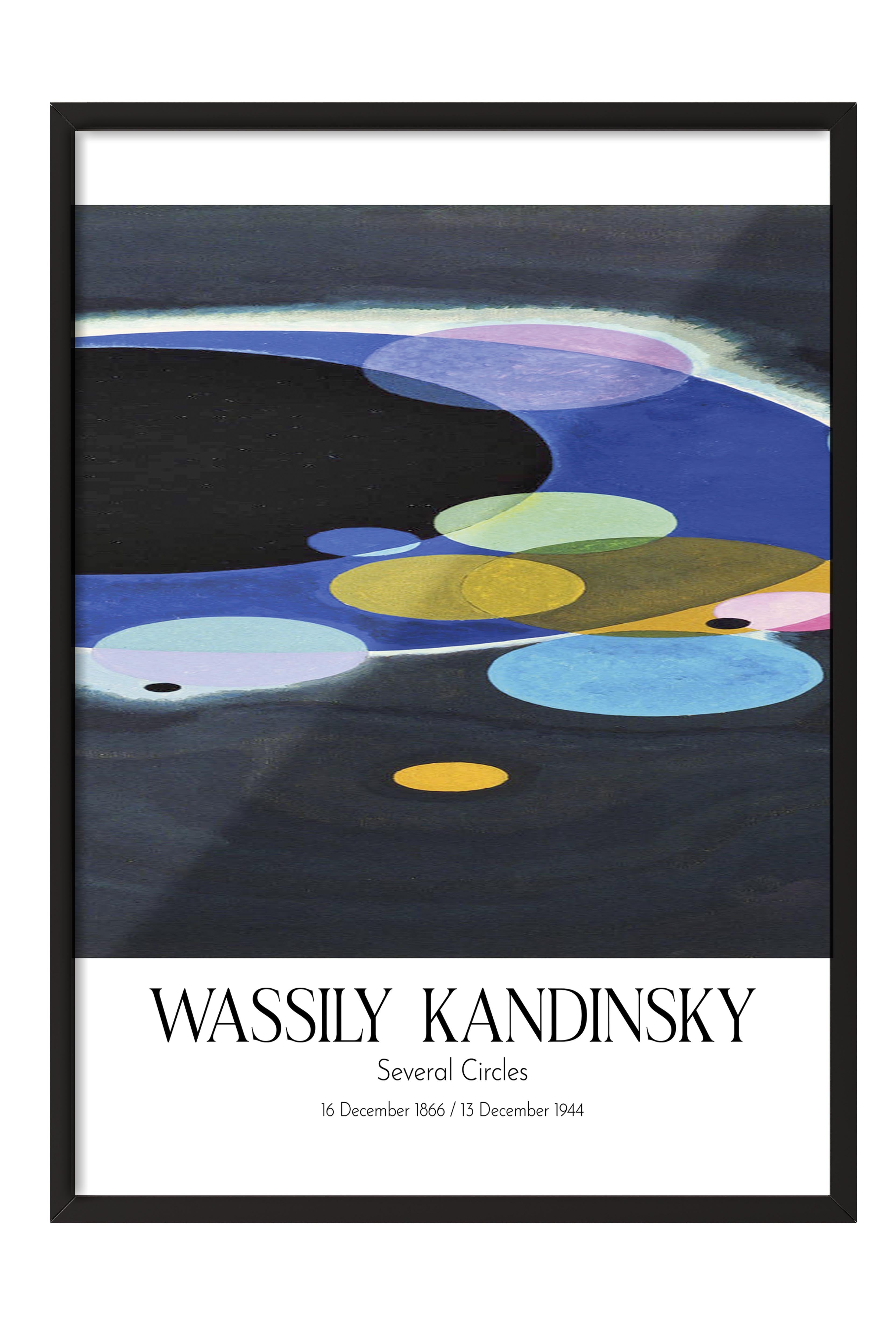Wassily Kandinsky - Several Circles, Siyah Çerçeveli Tablo, Sanat Serisi NO:112433