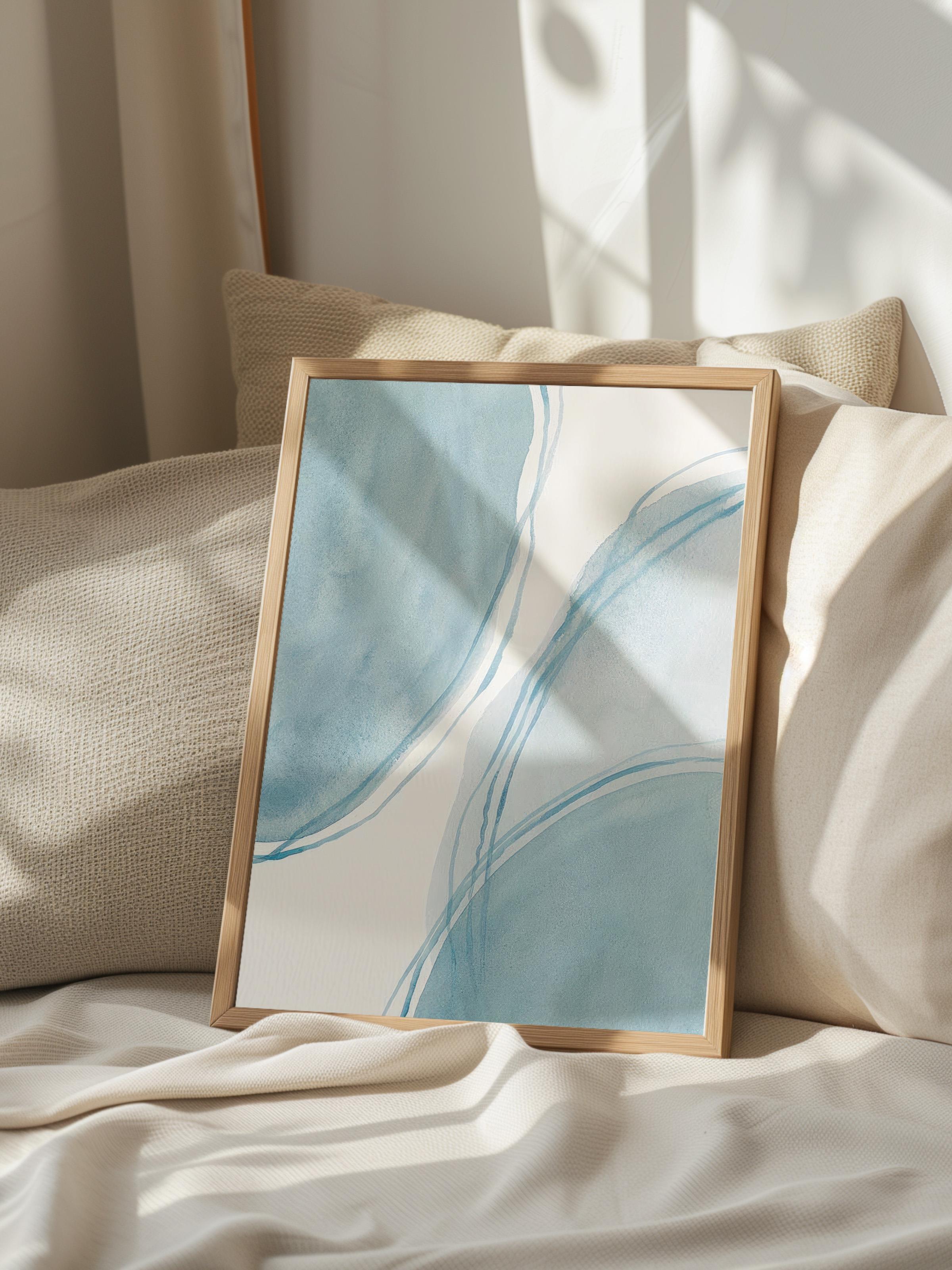 Watercolor Shapes Çerçeveli Tablo, Ahşap Çerçeve ve Poster, Duvar Tablosu Comfort Serisi NO:108539