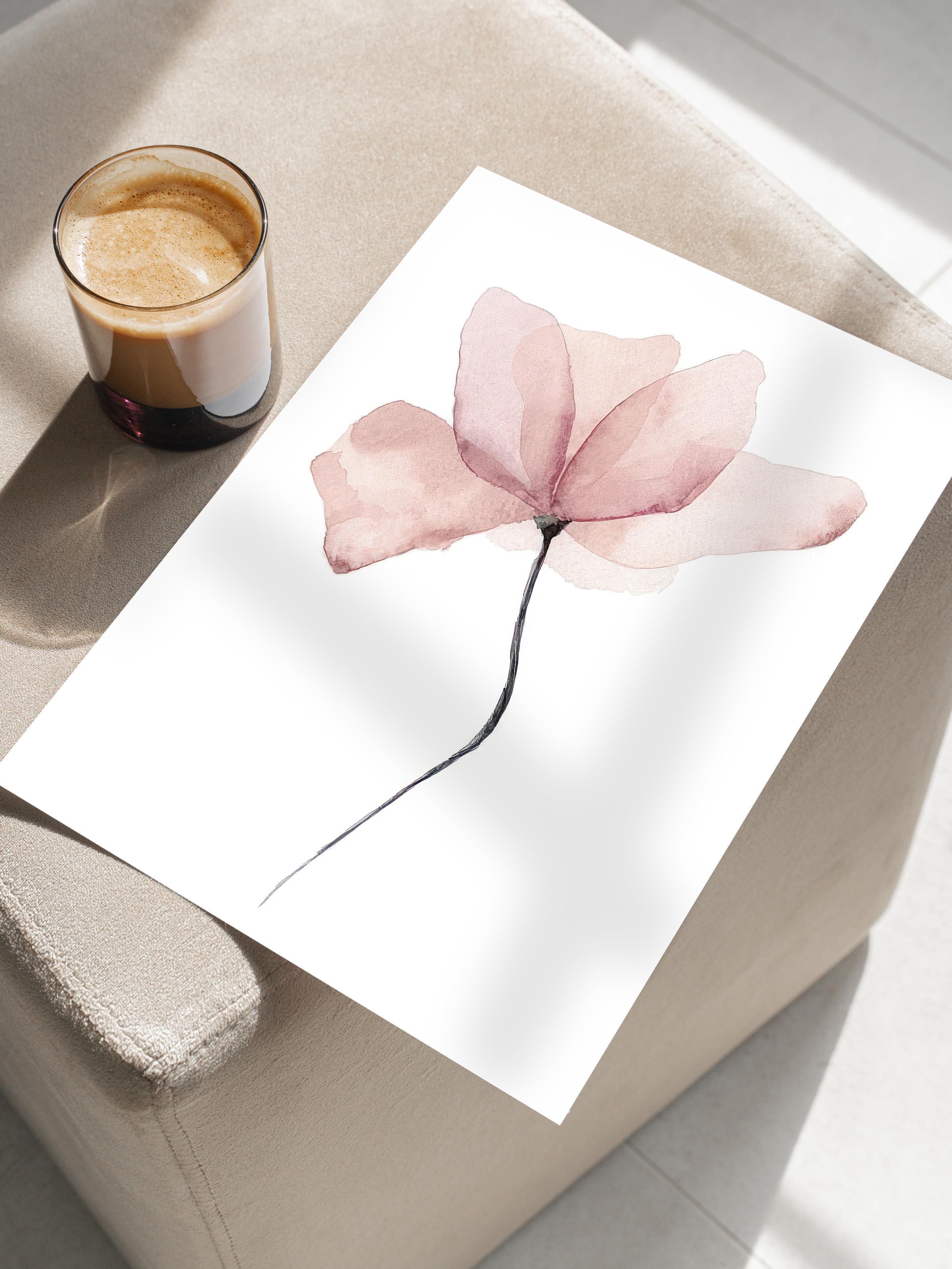 Watercolour Flower Poster, Çerçevesiz Duvar Posteri, Dikey Duvar Tablosu Comfort Serisi NO:108492