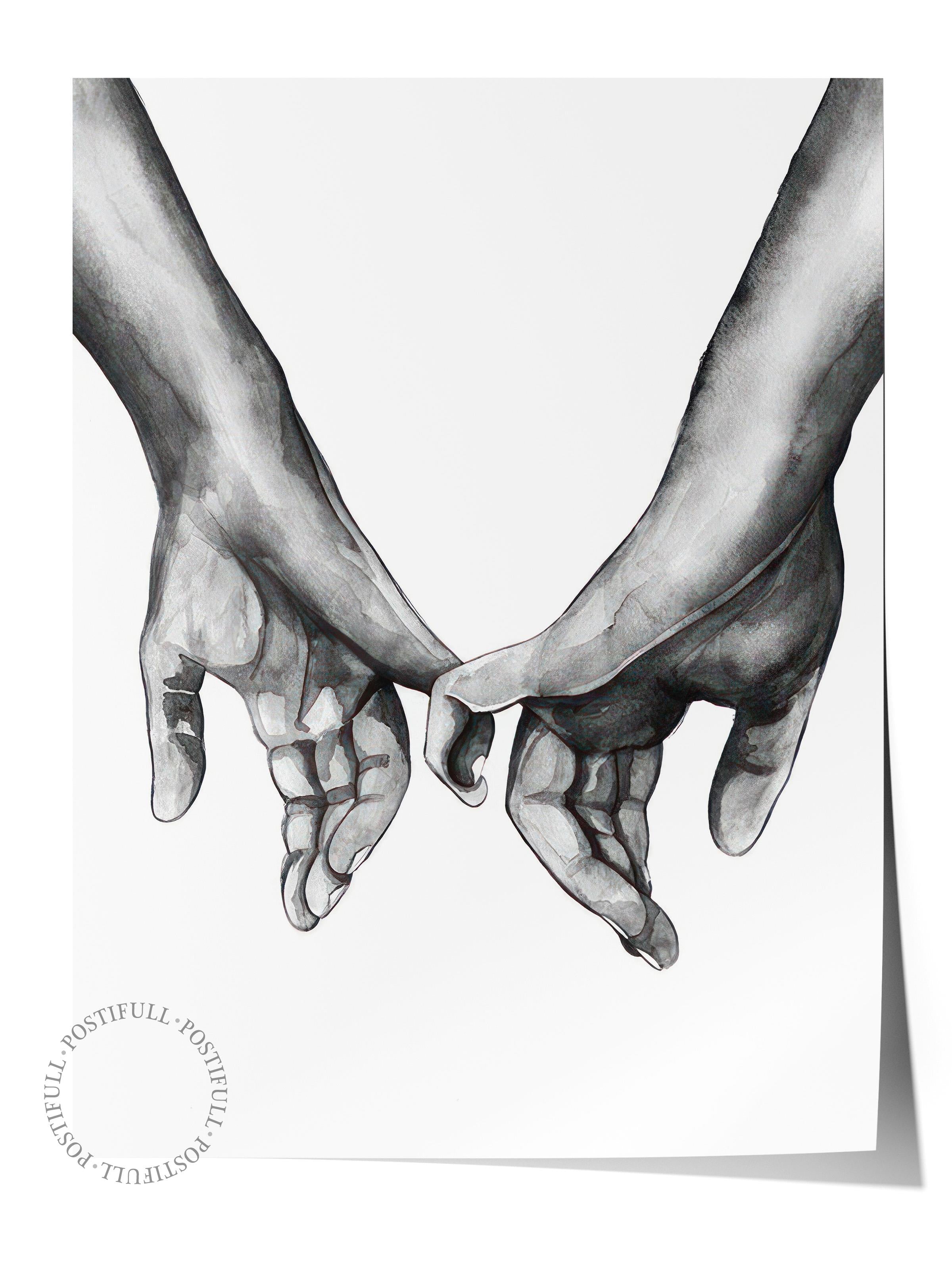 Watercolour Hands Poster, Çerçevesiz Duvar Posteri, Dikey Duvar Tablosu Comfort Serisi NO:108518