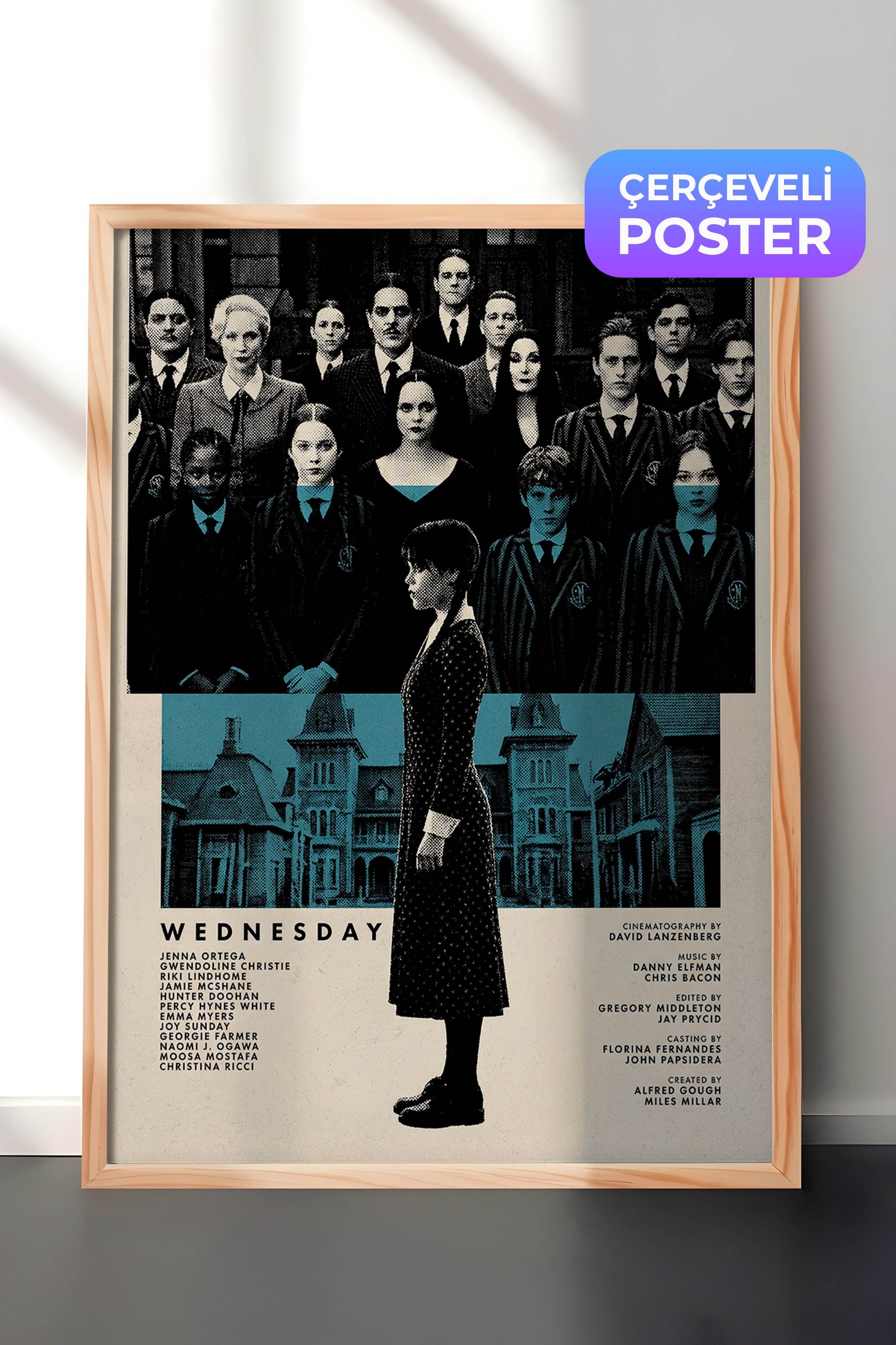 Wednesday Ahşap Çerçeveli Poster, Sinema ve Dizi Tablo, Film Dizi Afişleri NO:112782