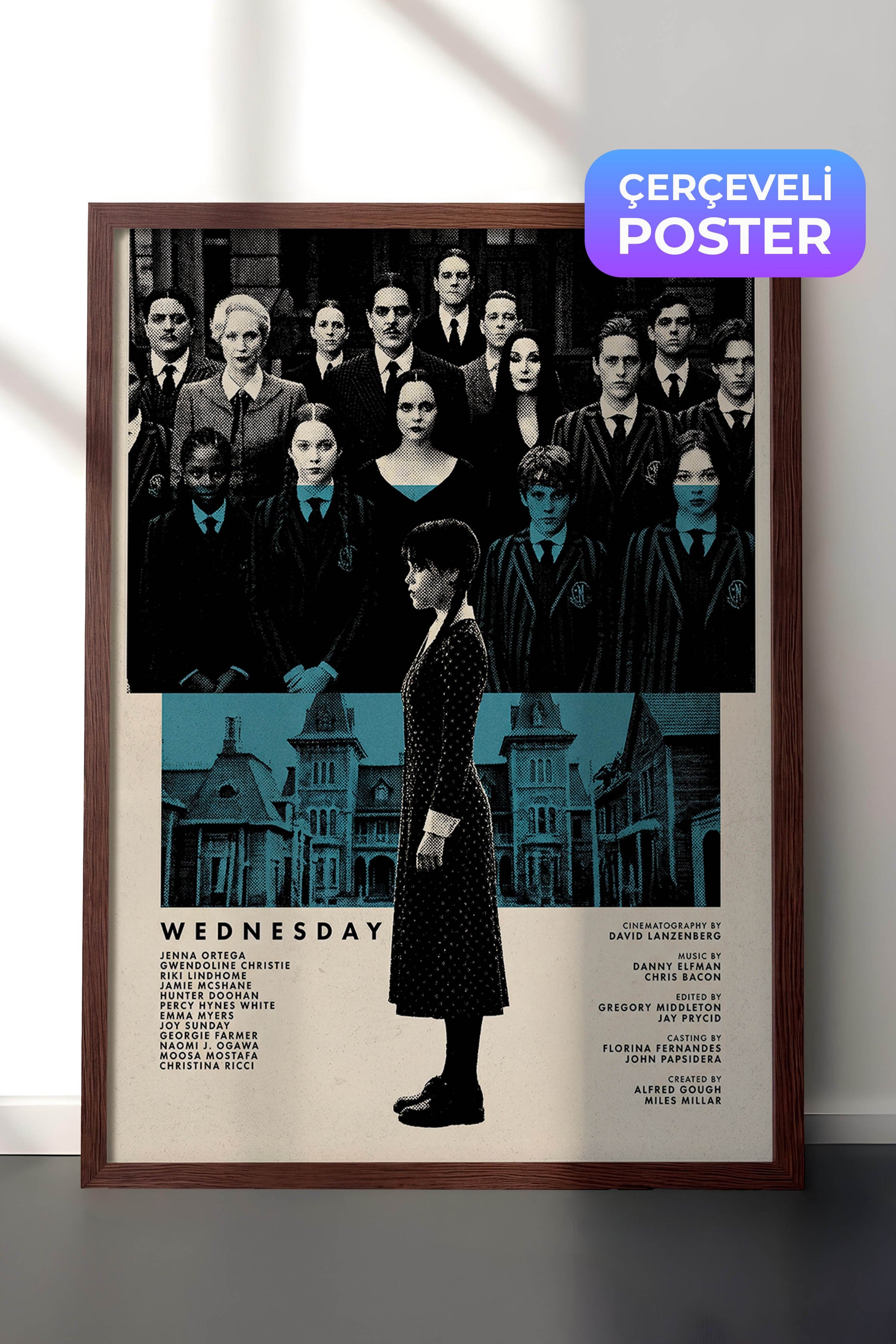 Wednesday Kahverengi Çerçeveli Poster, Sinema ve Dizi Tablo, Film Dizi Afişleri NO:112782