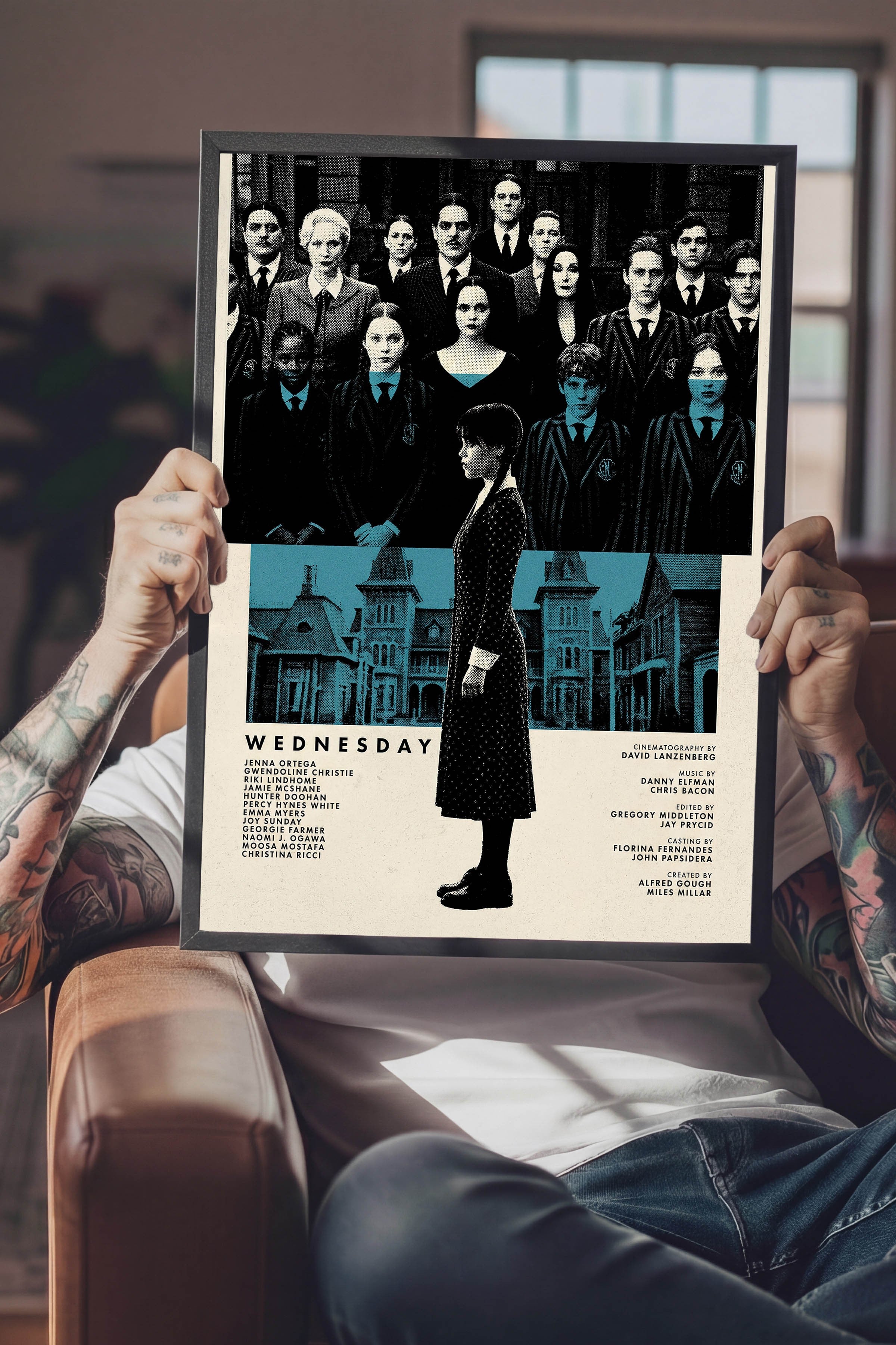 Wednesday Siyah Çerçeveli Poster, Sinema ve Dizi Tablo, Film Dizi Afişleri NO:112782