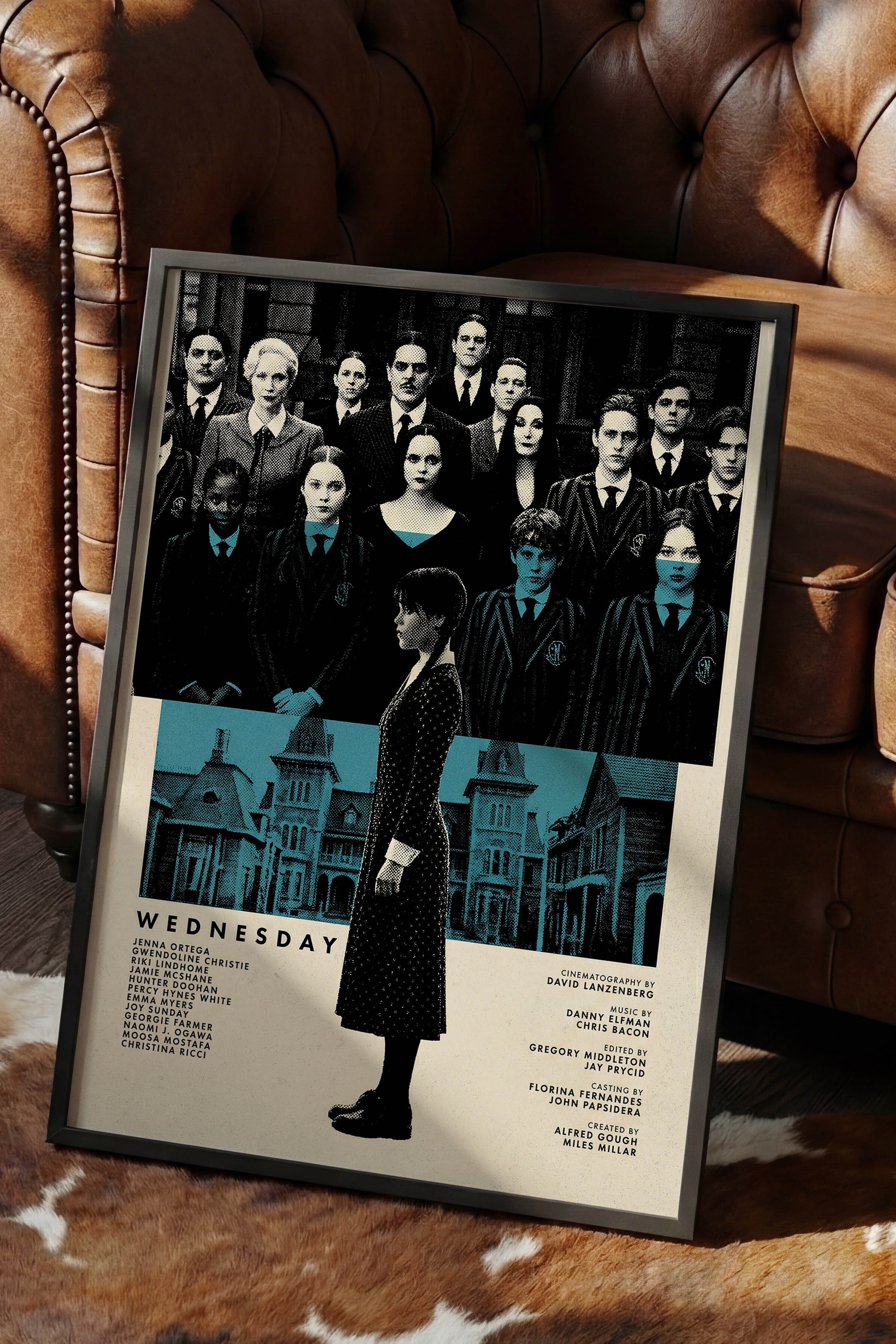 Wednesday Siyah Çerçeveli Poster, Sinema ve Dizi Tablo, Film Dizi Afişleri NO:112782