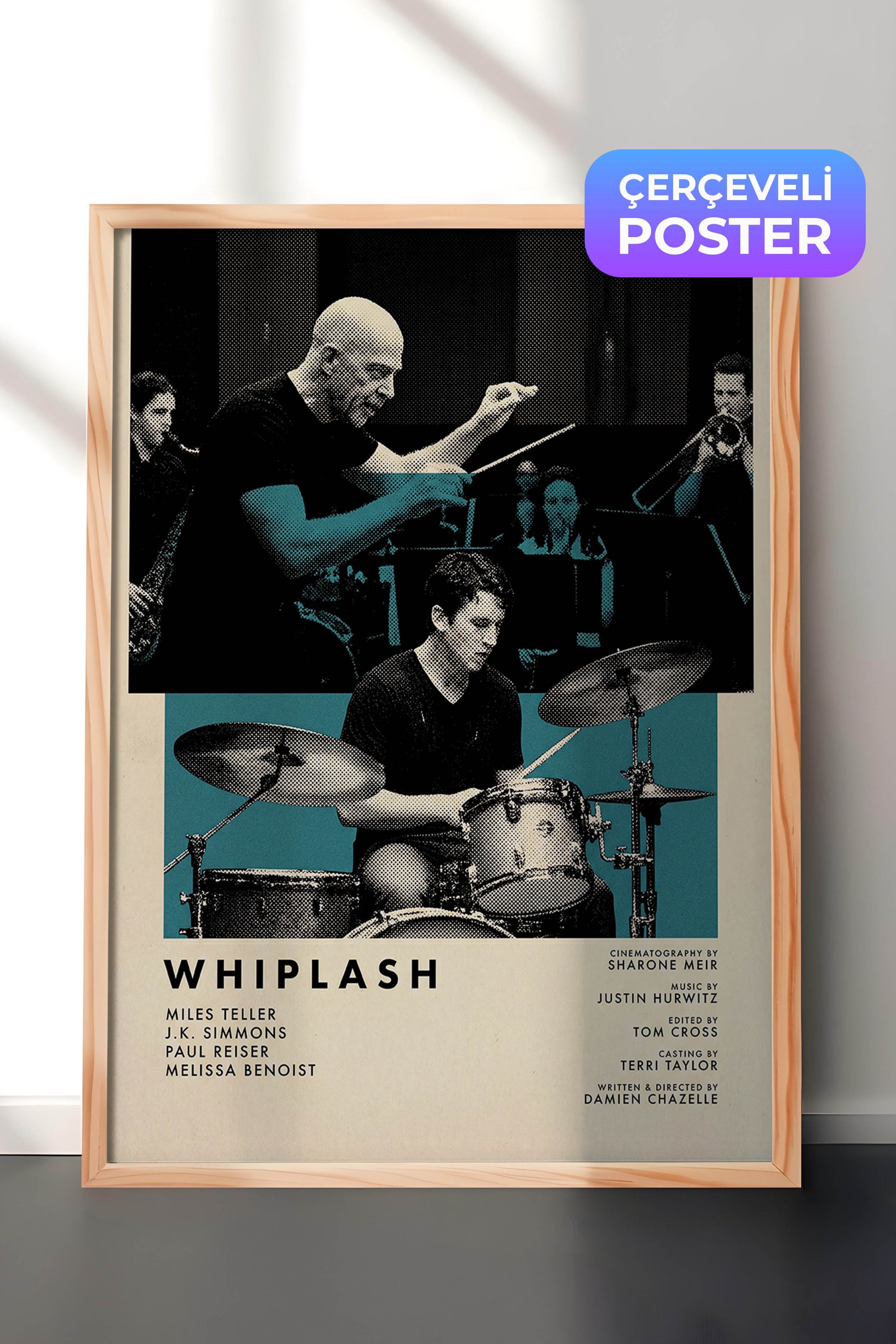 Whiplash Ahşap Çerçeveli Poster, Sinema ve Dizi Tablo, Film Dizi Afişleri NO:112830
