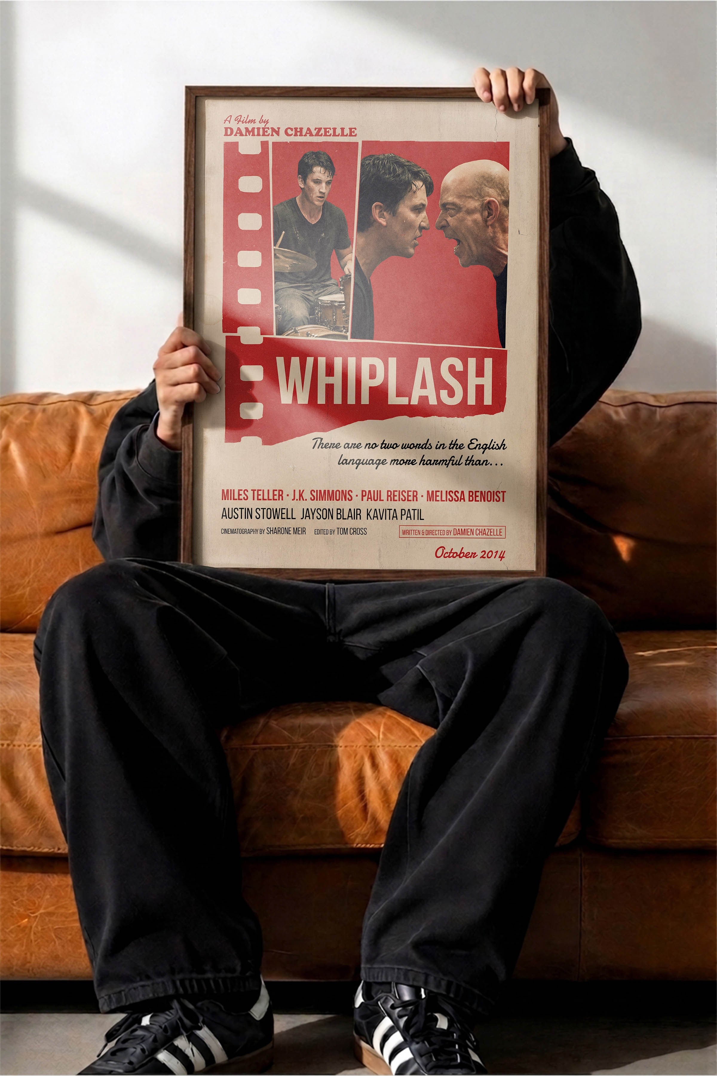 Whiplash Kahverengi Çerçeveli Poster, Sinema ve Dizi Tablo, Film Dizi Afişleri NO:112904