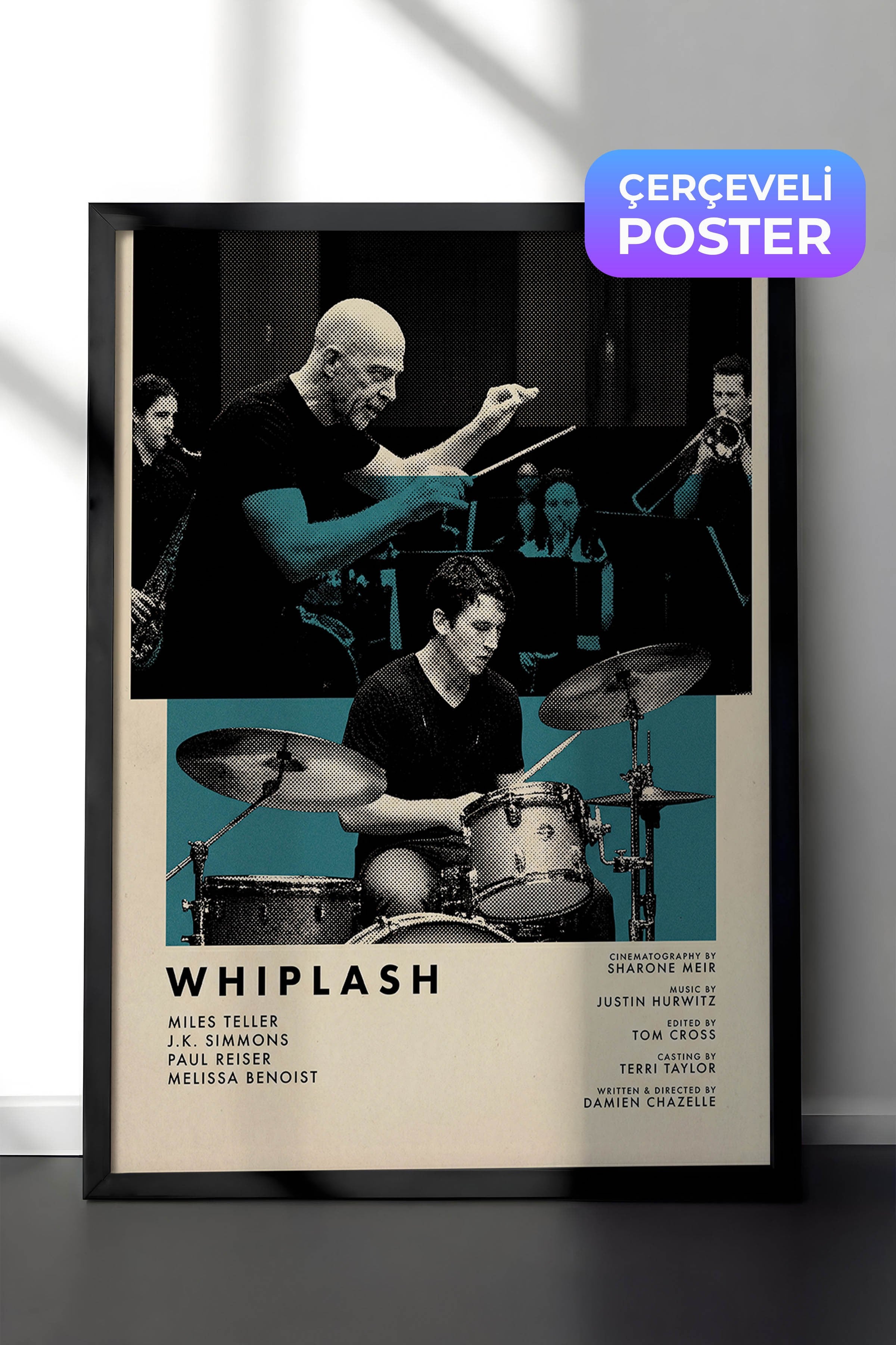Whiplash Siyah Çerçeveli Poster, Sinema ve Dizi Tablo, Film Dizi Afişleri NO:112830