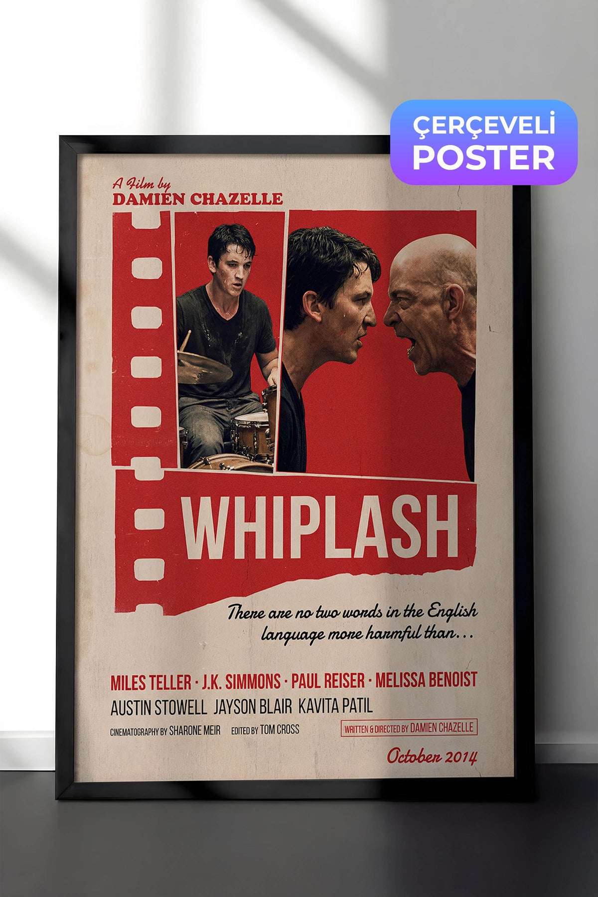 Whiplash Siyah Çerçeveli Poster, Sinema ve Dizi Tablo, Film Dizi Afişleri NO:112904