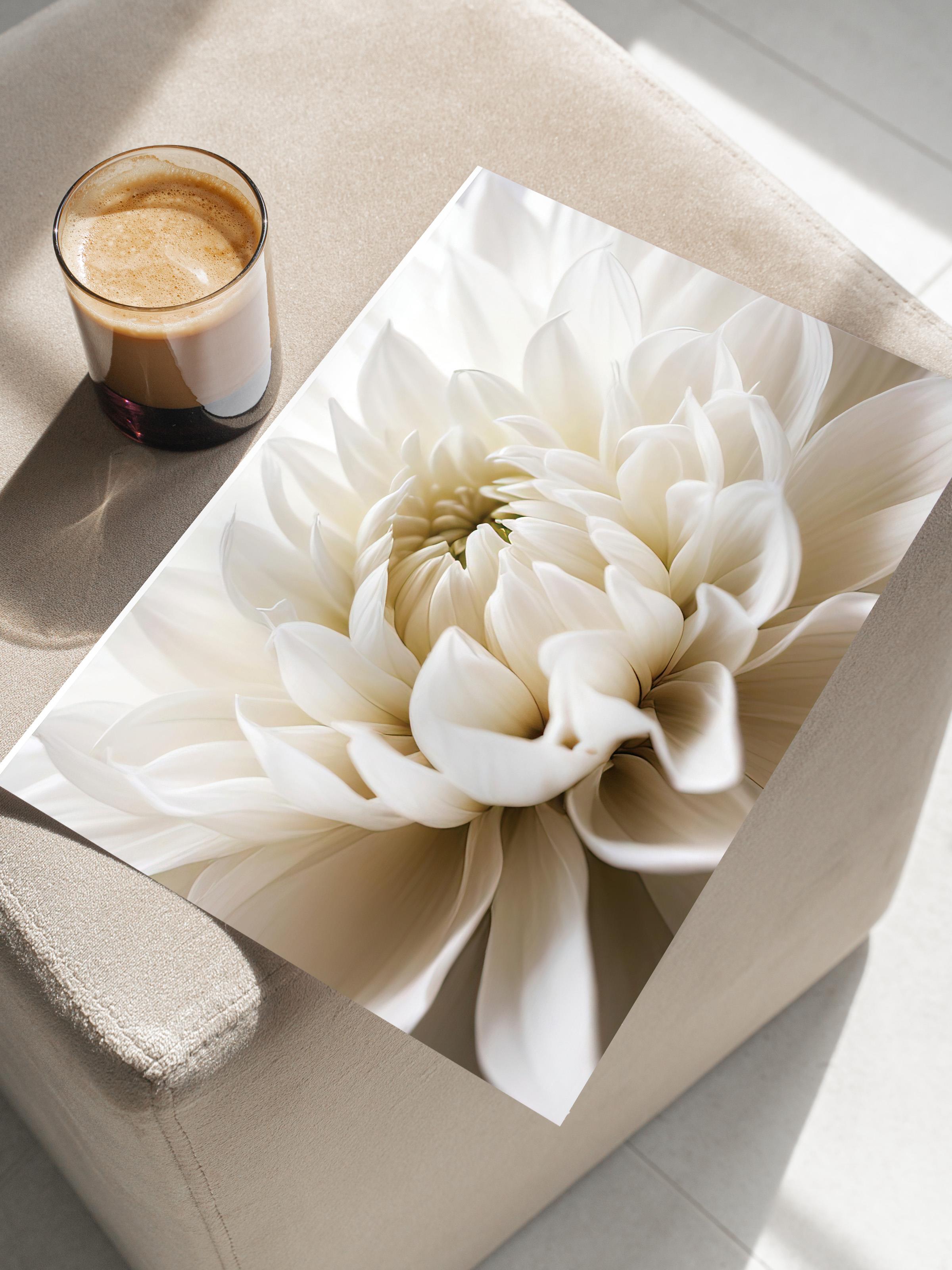 White Dahlia Poster, Çerçevesiz Duvar Posteri, Dikey Duvar Tablosu Comfort Serisi NO:108311