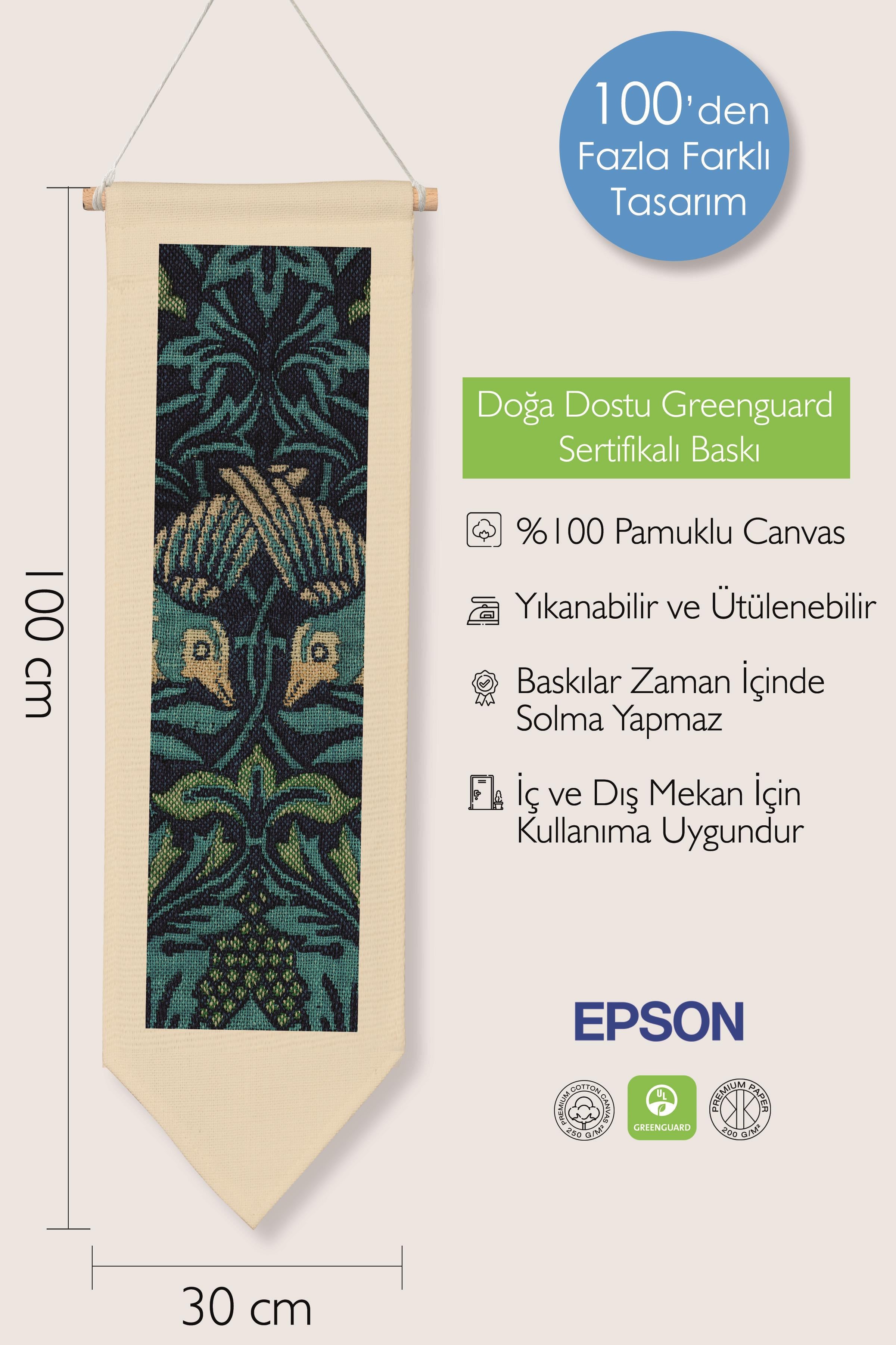 William Morisse Duvar Halısı, Sanat Serisi Dekor, 100cm Kanvas Flama Askılı Duvar Örtüsü NO:672