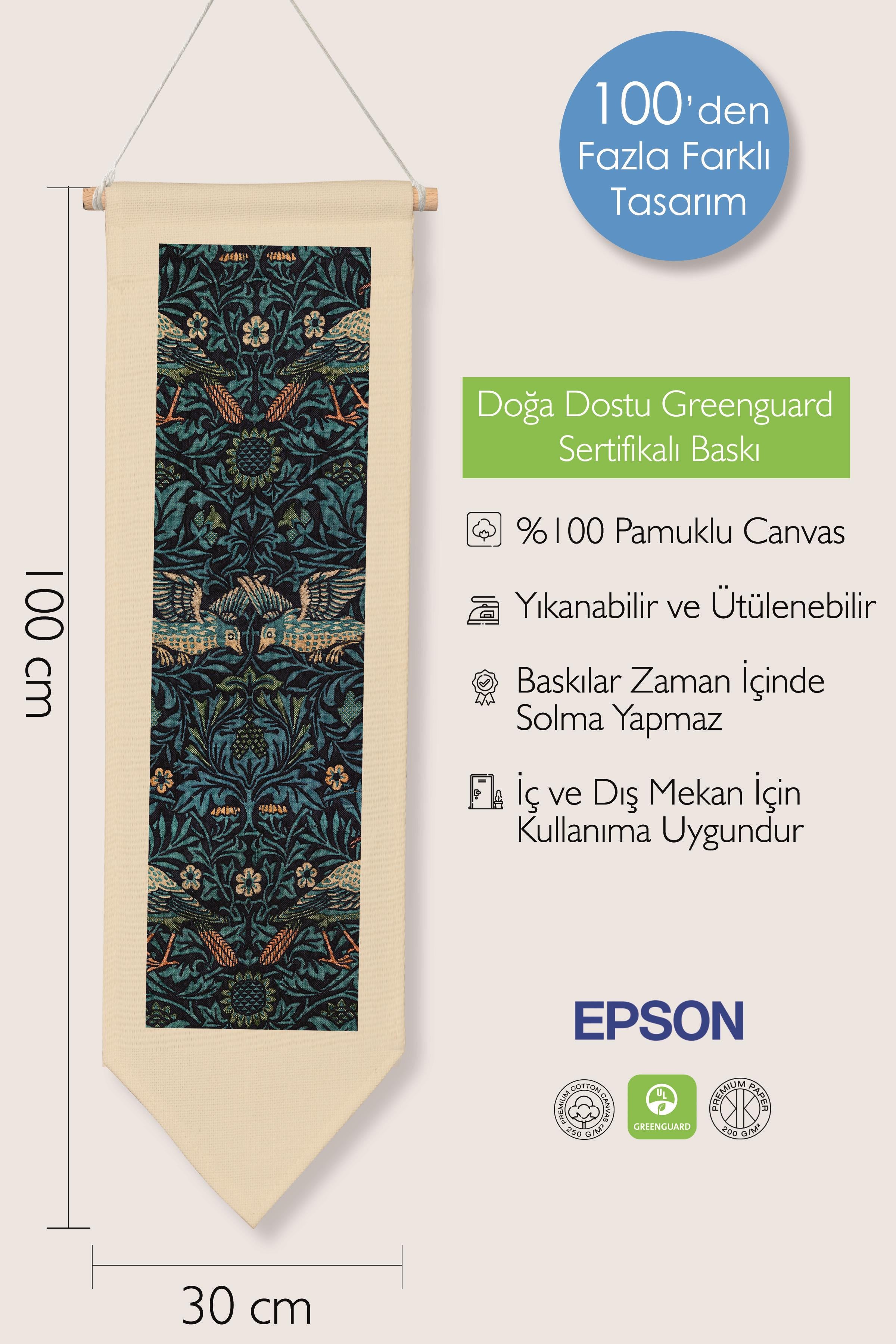 William Morisse Duvar Halısı, Sanat Serisi Dekor, 100cm Kanvas Flama Askılı Duvar Örtüsü NO:678