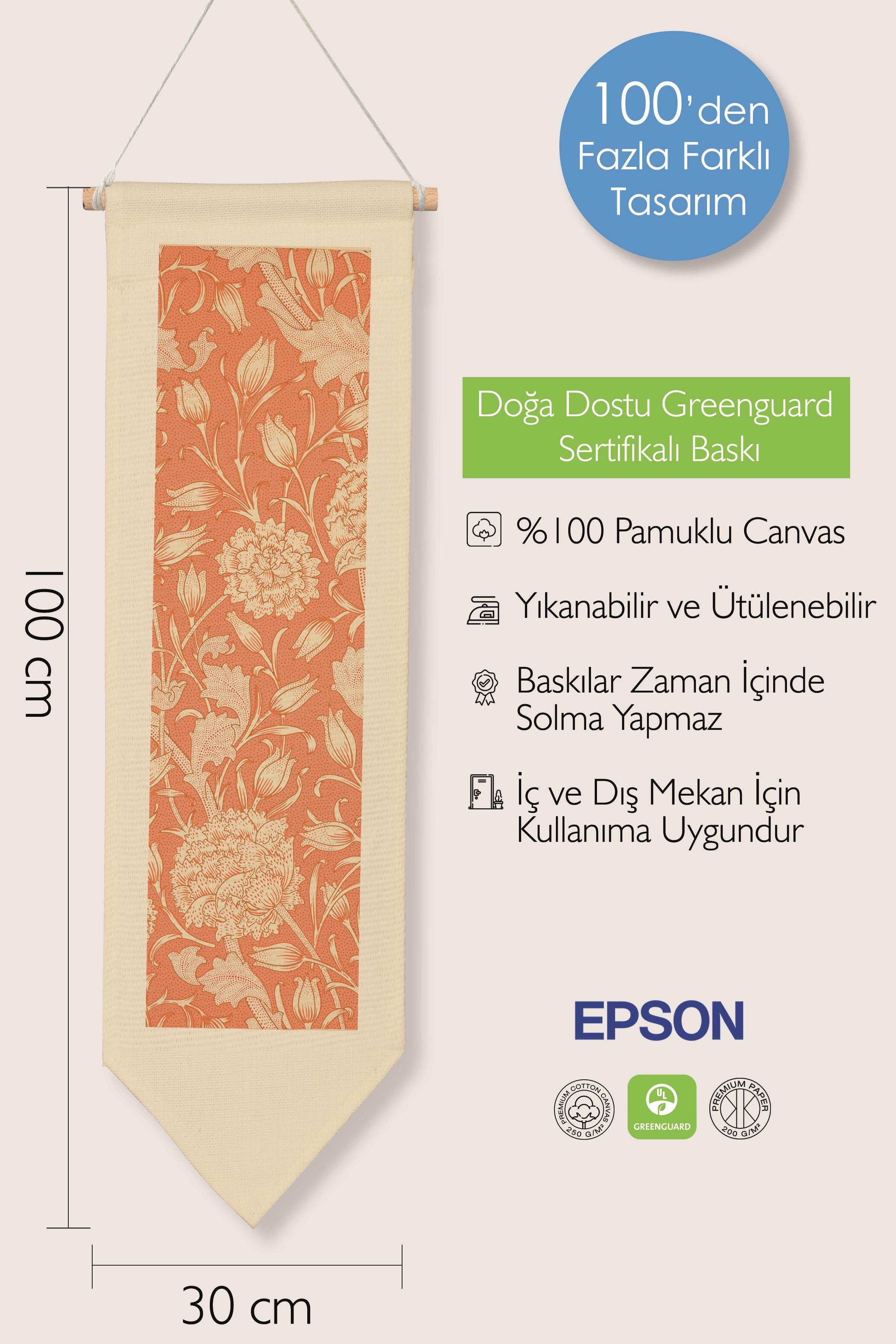 William Morisse Duvar Halısı, Sanat Serisi Dekor, 100cm Kanvas Flama Askılı Duvar Örtüsü NO:679