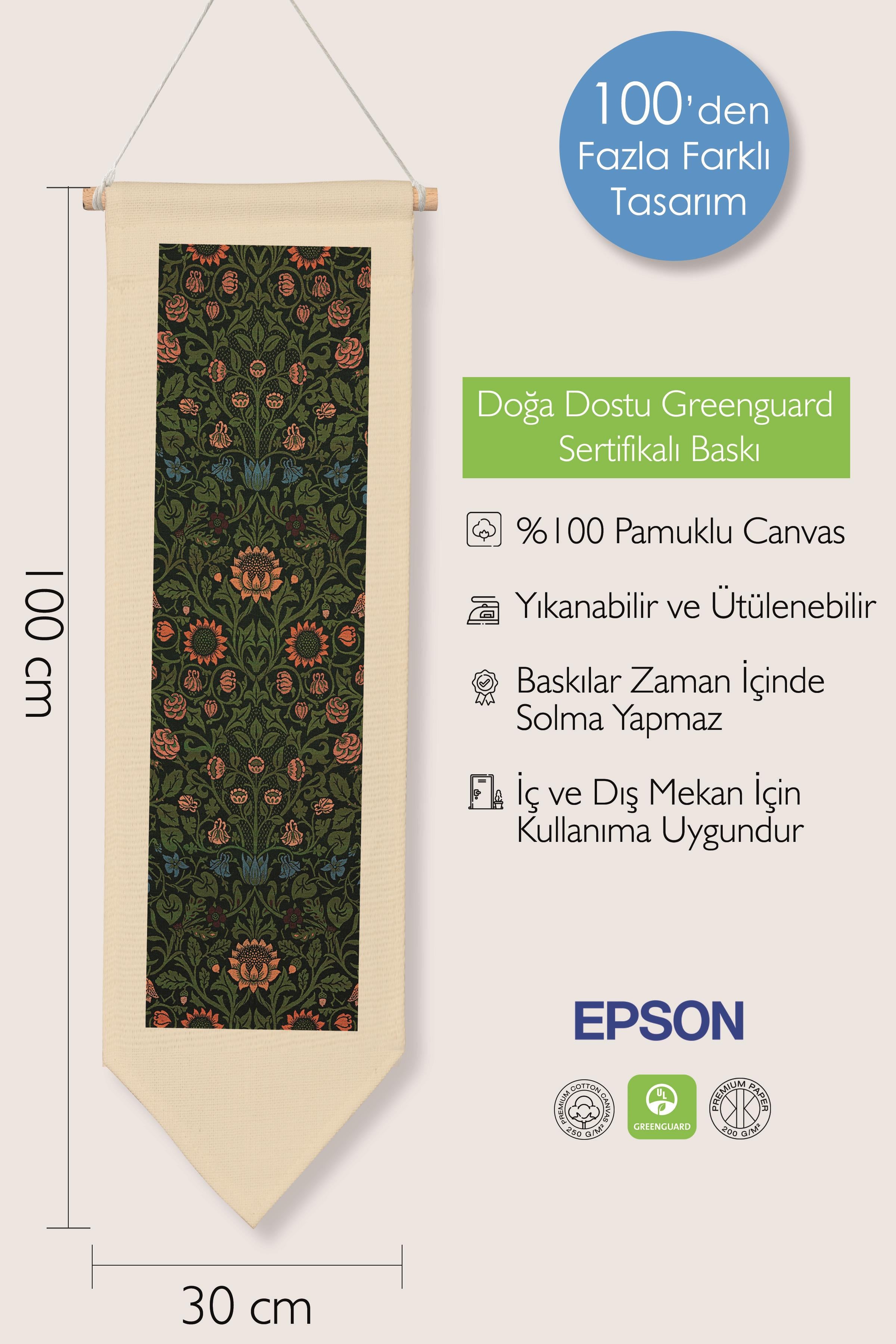 William Morisse Duvar Halısı, Sanat Serisi Dekor, 100cm Kanvas Flama Askılı Duvar Örtüsü NO:680