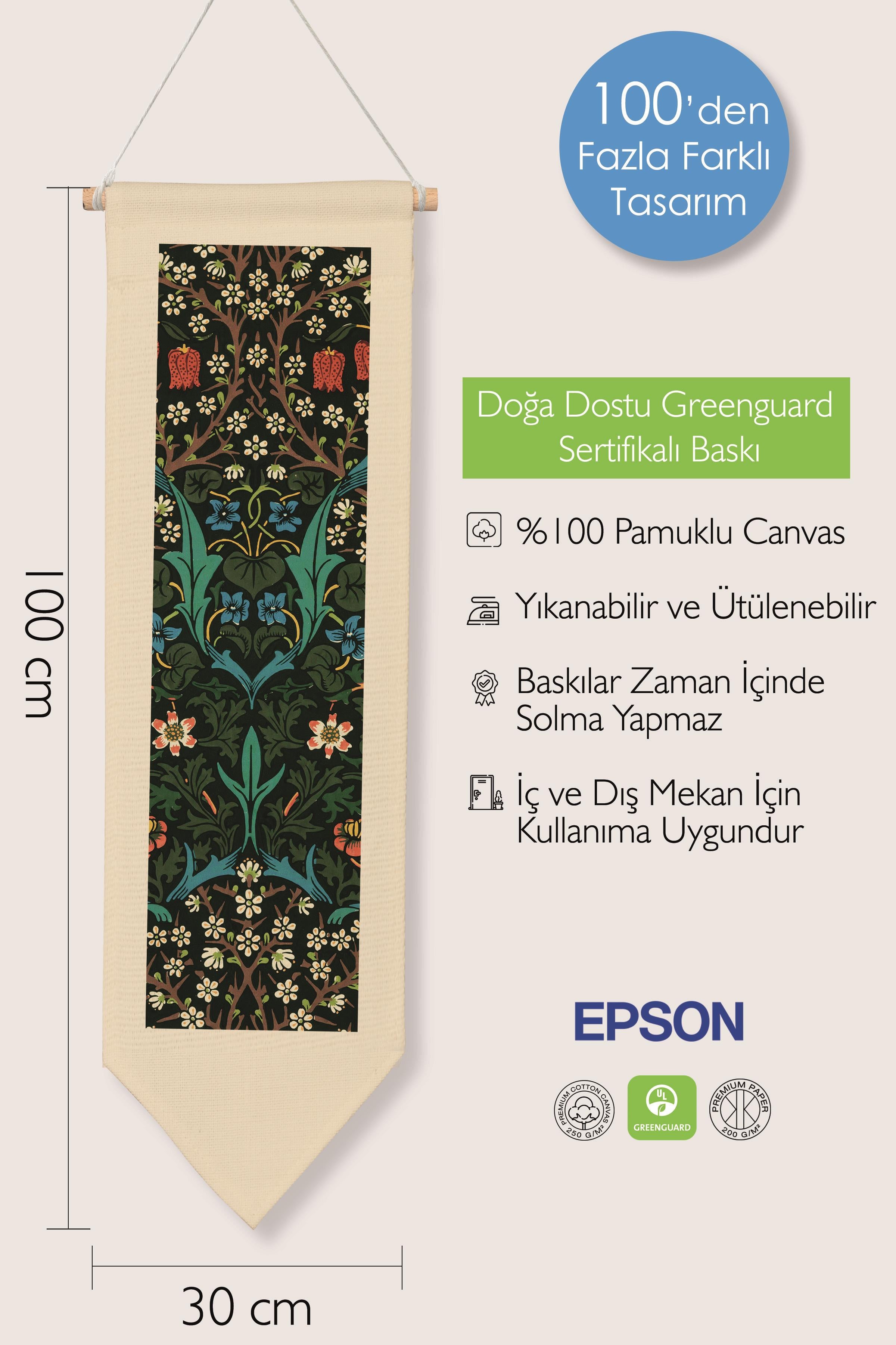 William Morisse Duvar Halısı, Sanat Serisi Dekor, 100cm Kanvas Flama Askılı Duvar Örtüsü NO:681