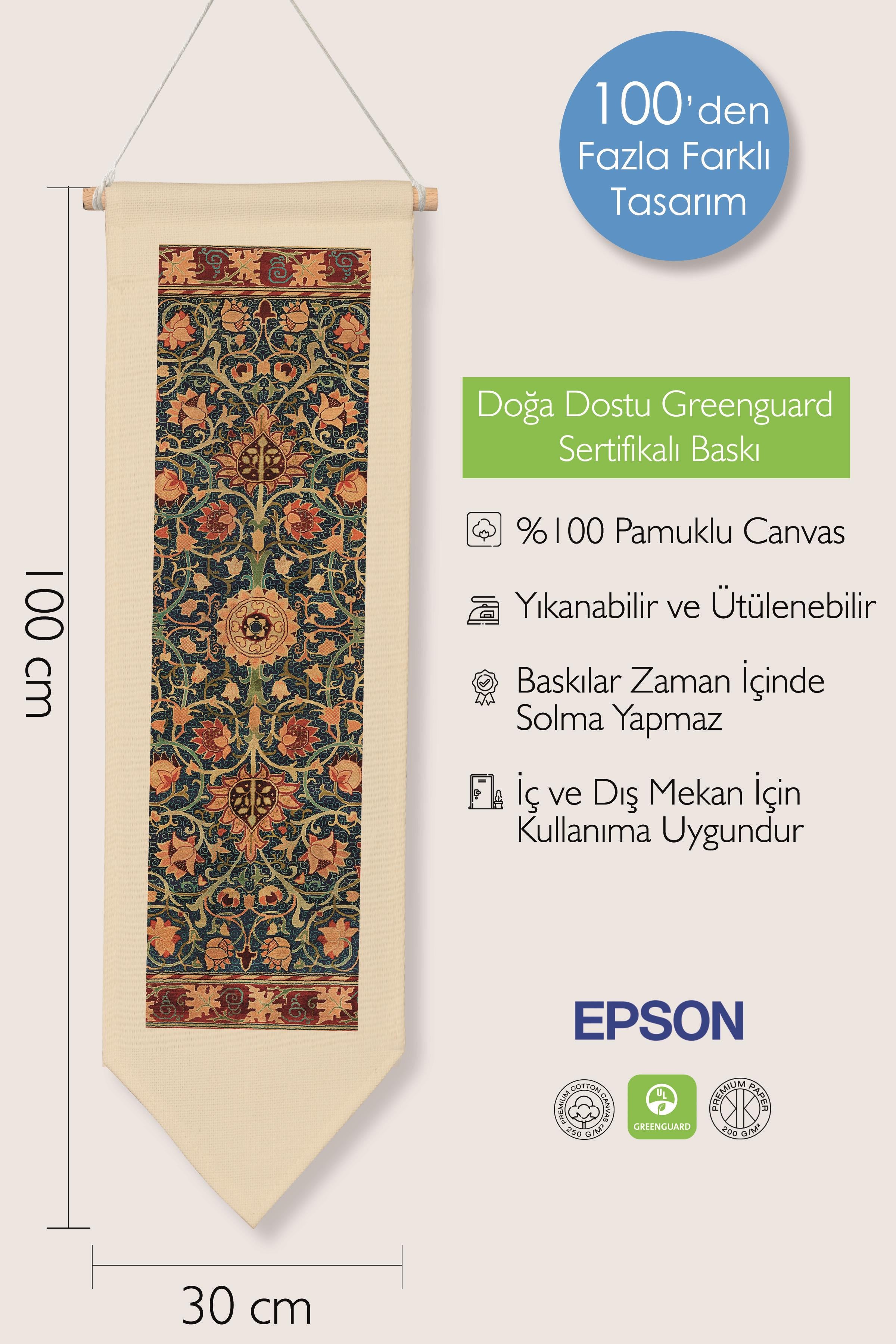 William Morisse Duvar Halısı, Sanat Serisi Dekor, 100cm Kanvas Flama Askılı Duvar Örtüsü NO:685